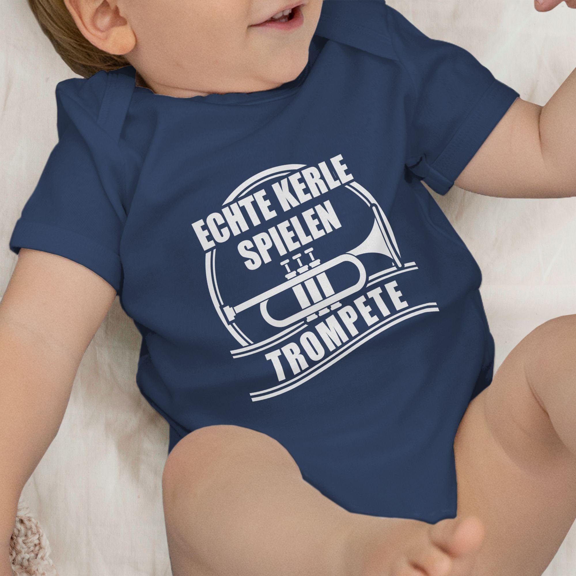 Baby Trompete spielen Shirtracer Navy 1 Blau Sprüche Kerle Shirtbody Echte