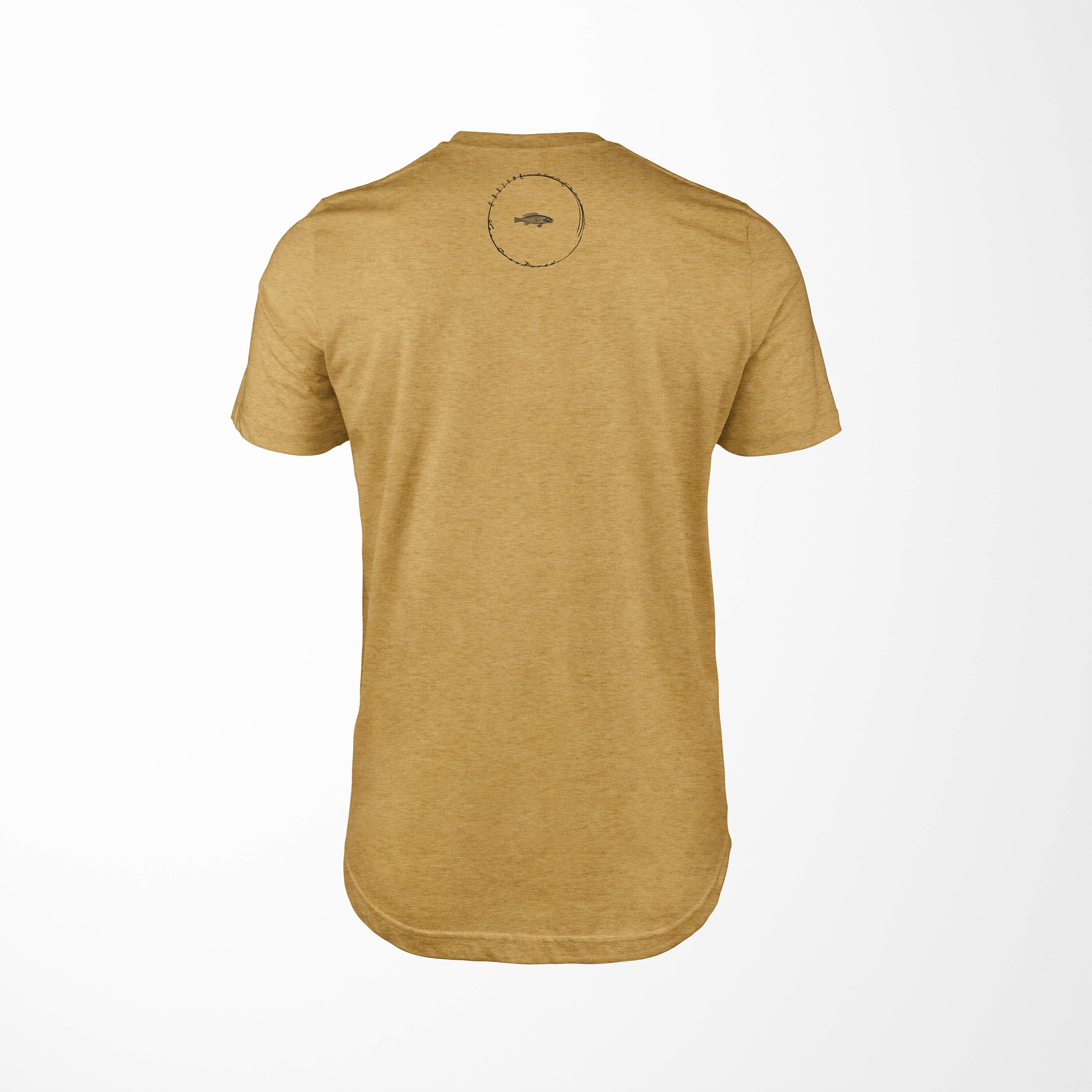 Sea Gold T-Shirt Schnitt sportlicher Sinus Sea / Struktur T-Shirt feine Serie: Art - und Fische Creatures, Tiefsee 004 Antique