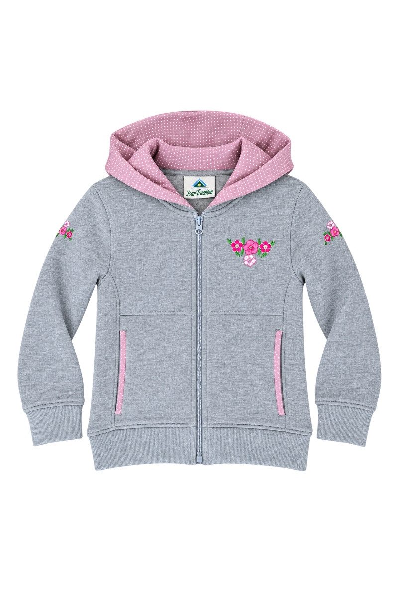 Isar-Trachten Trachtenkleid Kapuzenjacke Kinder - ELVA - grau