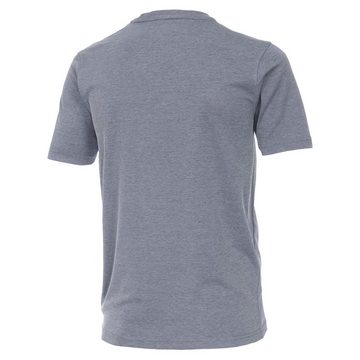 CASAMODA Langarm-Poloshirt CasaModa Große Größen Herren T-Shirt blau-silber melange "easy care"