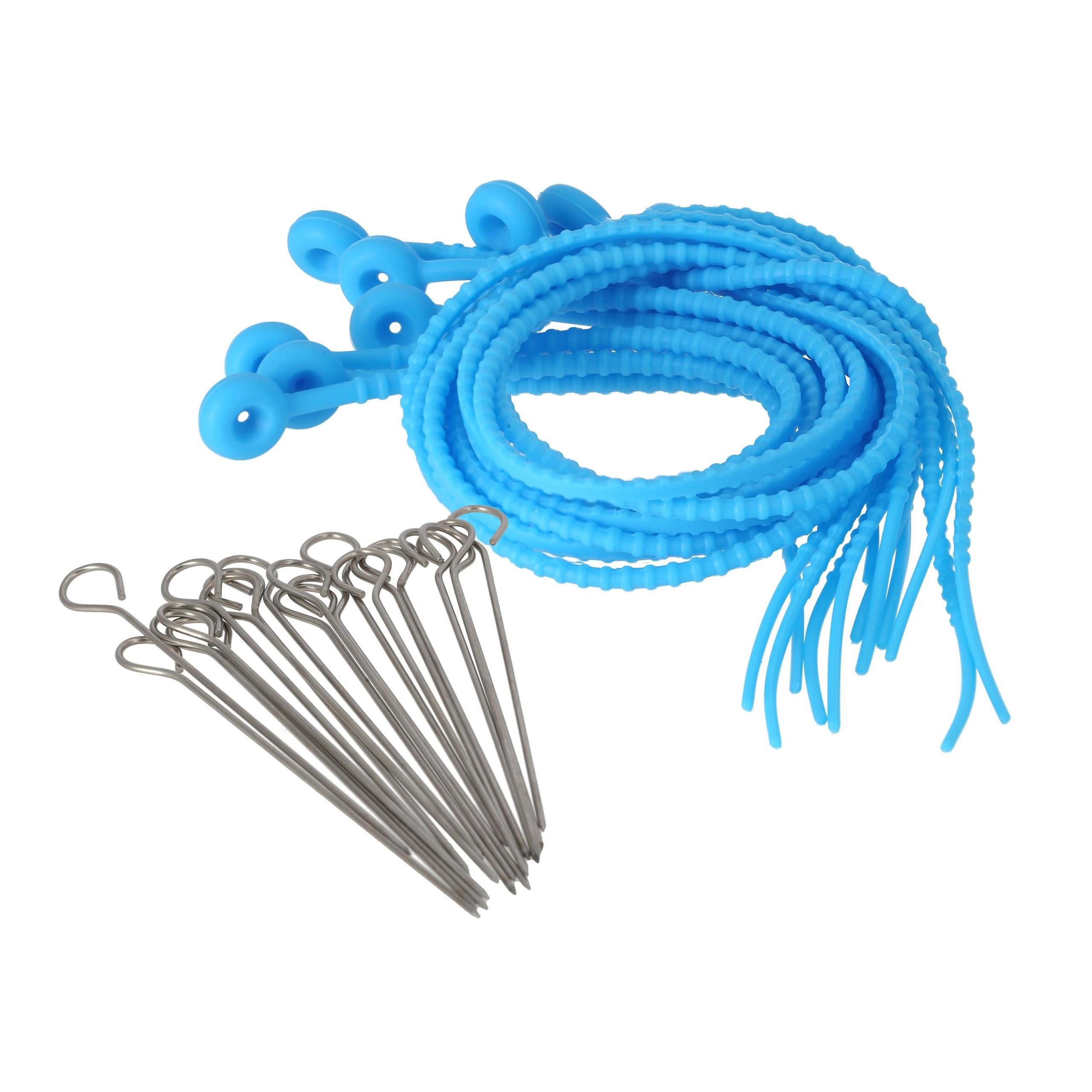 Lantelme Rouladenklammer 12 Rouladenbinder Silikon 54cm und 20 Rouladennadeln Edelstahl Set, Rouladenspieße 15cm, Rouladen Binder für Gemüse Fleisch Fisch