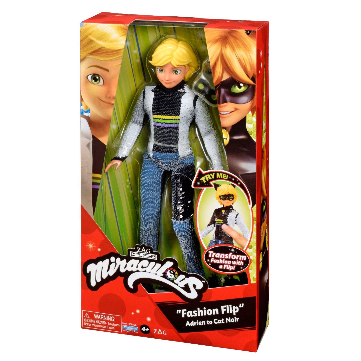 Puppe 50195, Anziehpuppe Playmates Flip Adrien Schwarze Katze Toys Miraculous