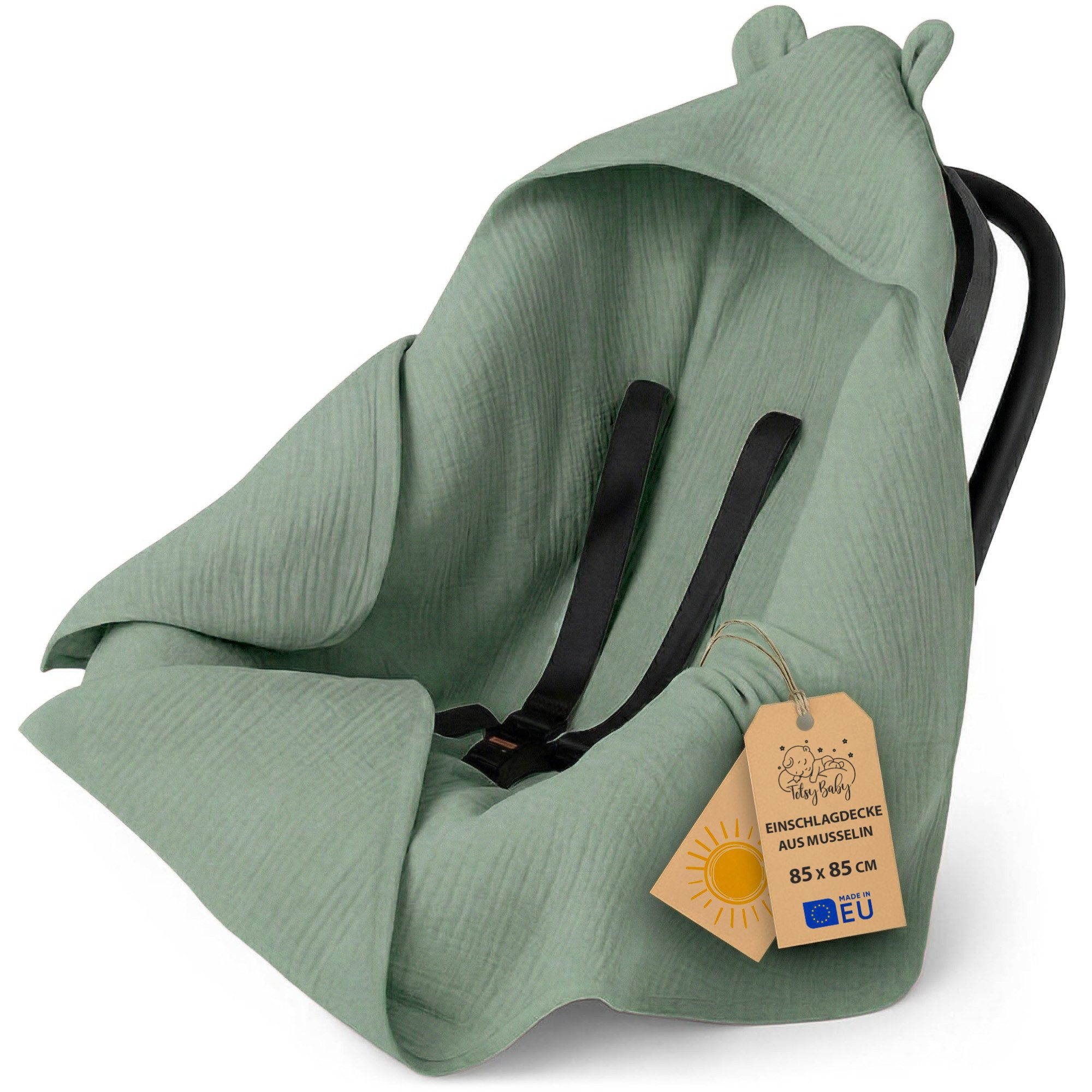 Einschlagdecke Musselin – Atmungsaktive Babydecke für Kinderwagen und Autositz, Totsy Baby