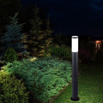 etc-shop LED Außen-Stehlampe, Leuchtmittel inklusive, Warmweiß, Edelstahl Steh Lampe Garten Weg Beleuchtung Außen Stand