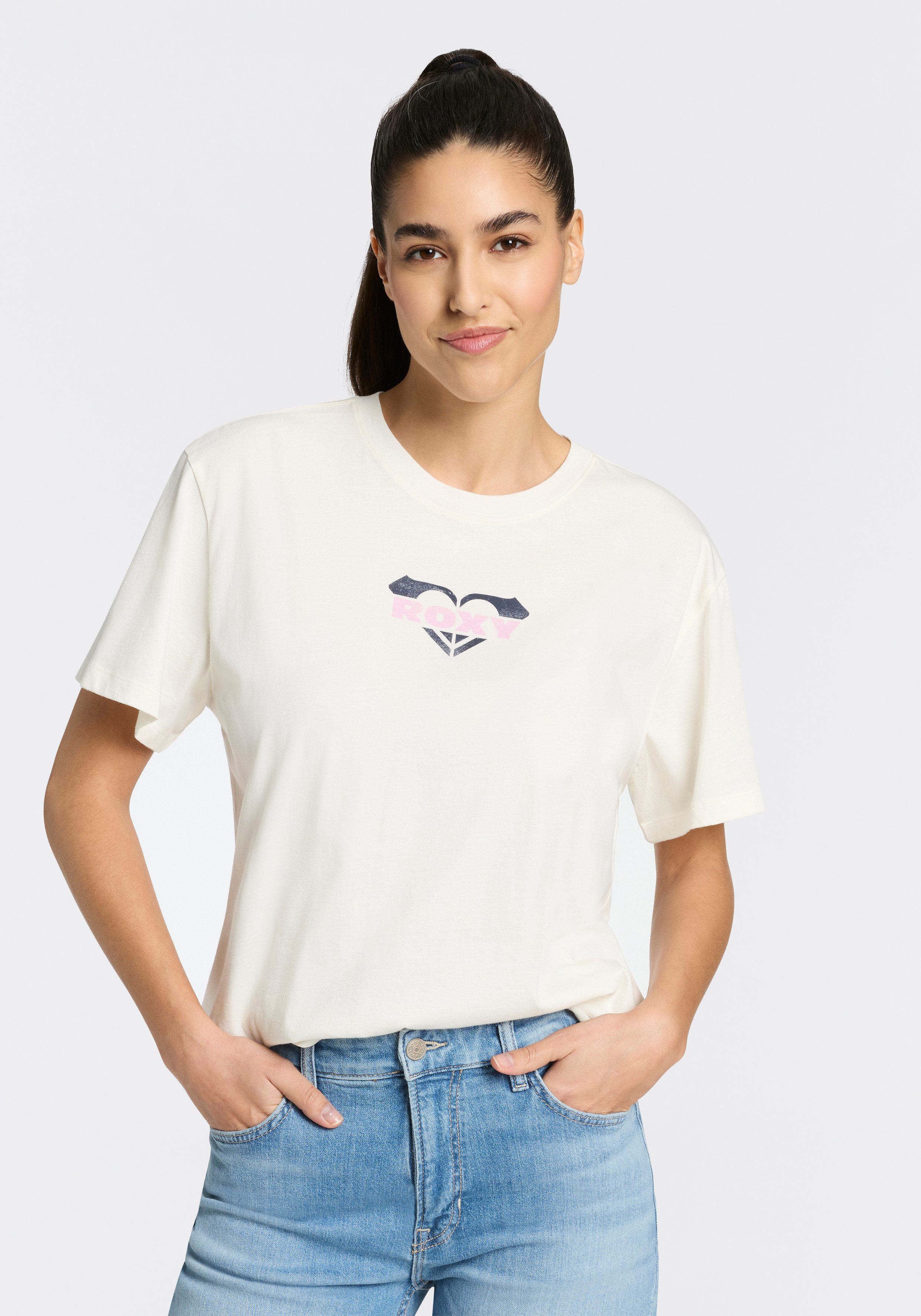 Roxy T-Shirt O HANGLOOSE CLASHORT SLEEVEIC LOGO (2-tlg) Kurzarm, mit Rundhalsausschnitt, im 2er-Set, aus Jersey-Material