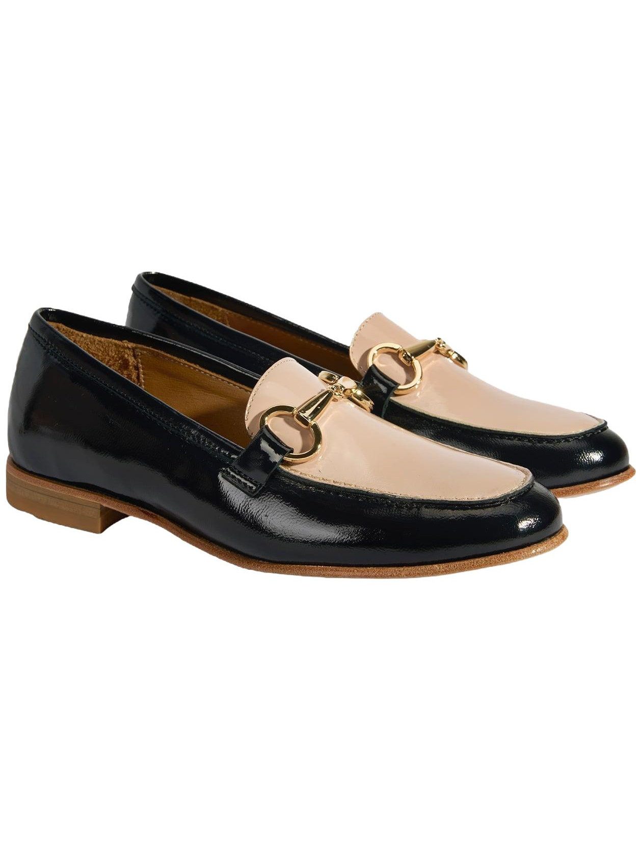 Desa DESA Damen-Slipper aus Lackleder mit Metalldetails Loafer