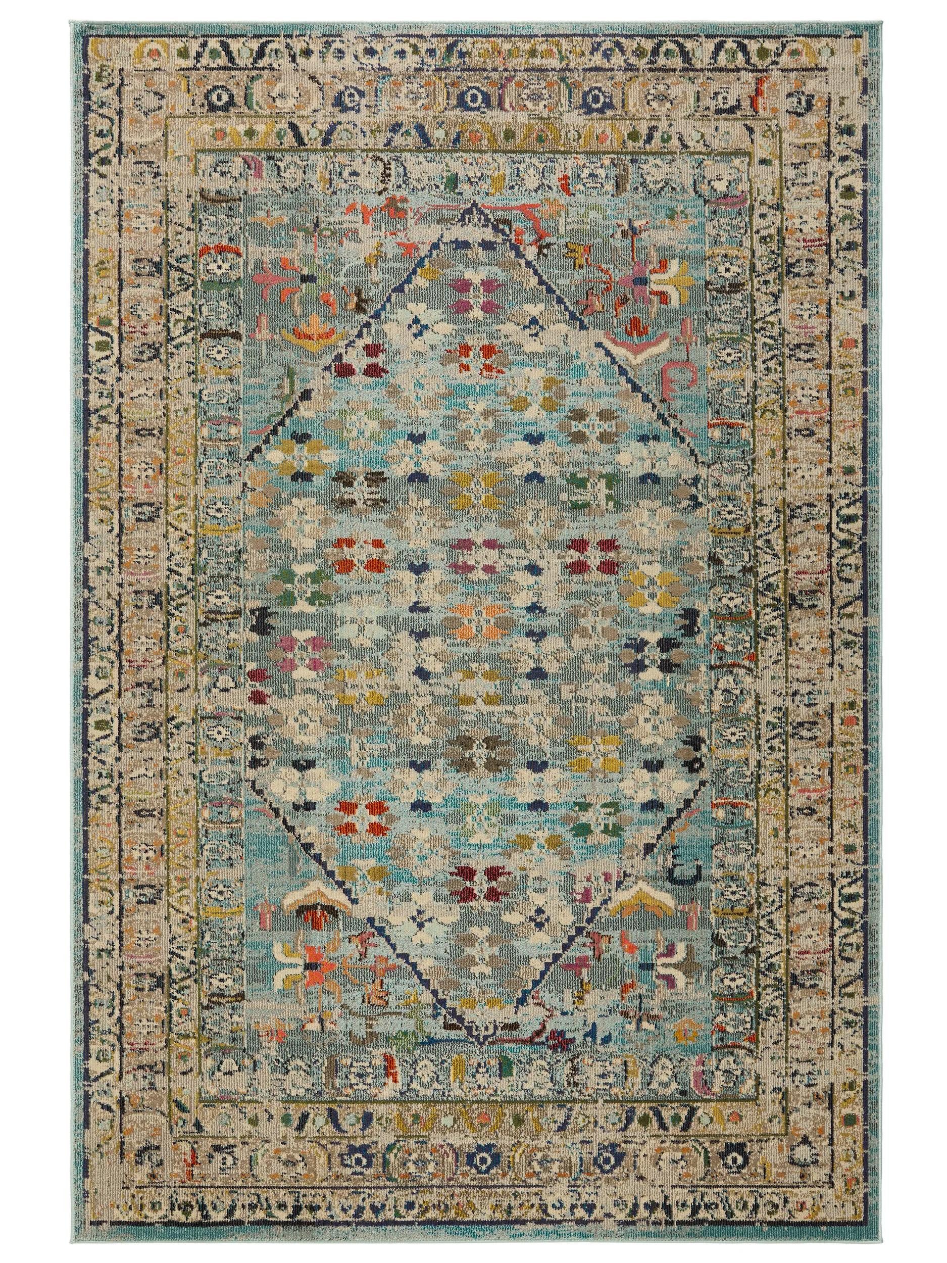 benuta Teppich Casa, rechteckig, Höhe: 11 mm, Teppich Wohnzimmer, Esszimmer, Schlafzimmer, Flur, Farbenfroh, Retro