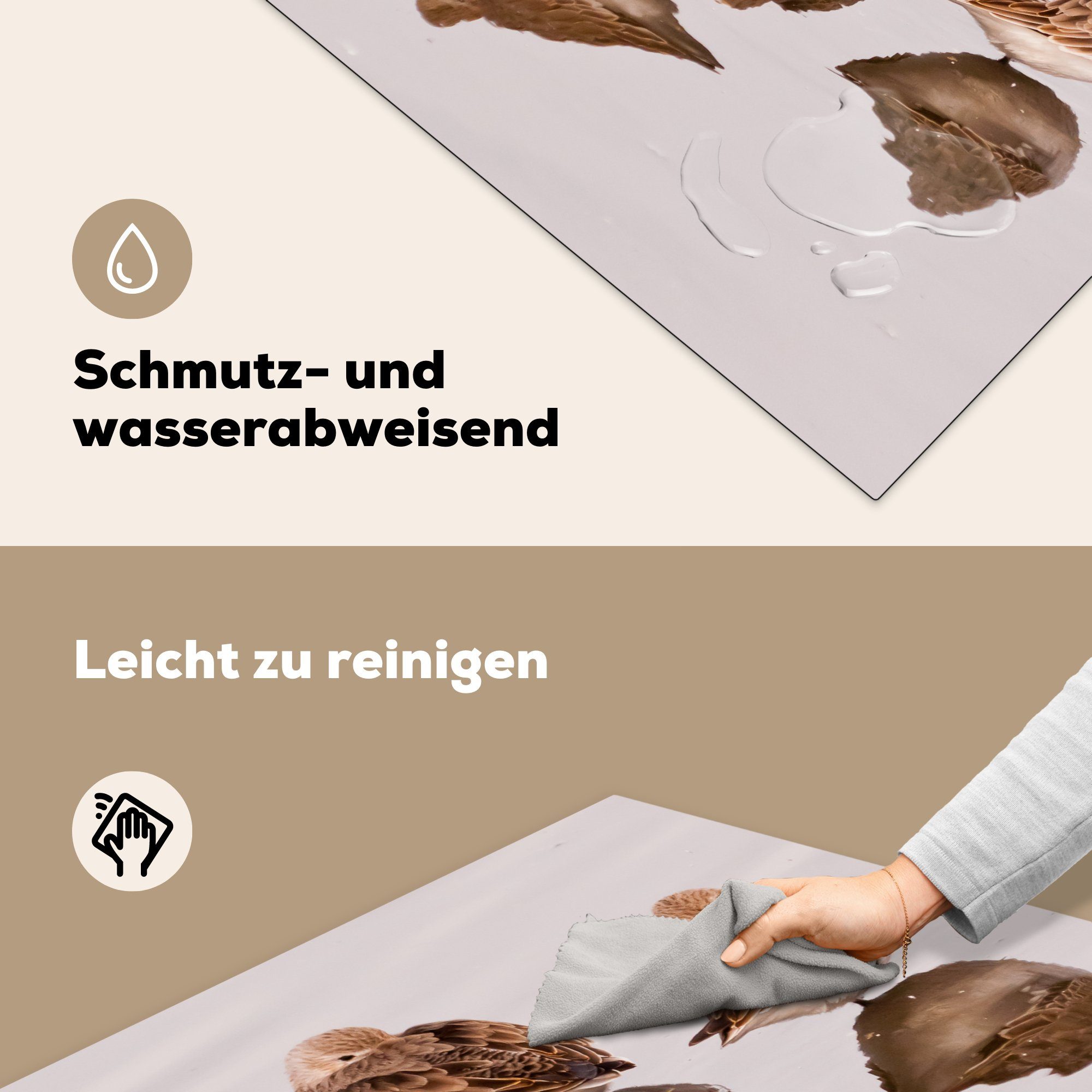 Arbeitsplatte (1 am Alpenschneehühner cm, Vinyl, MuchoWow Drei Herdblende-/Abdeckplatte Sumpf, für küche Ceranfeldabdeckung, tlg), 78x78