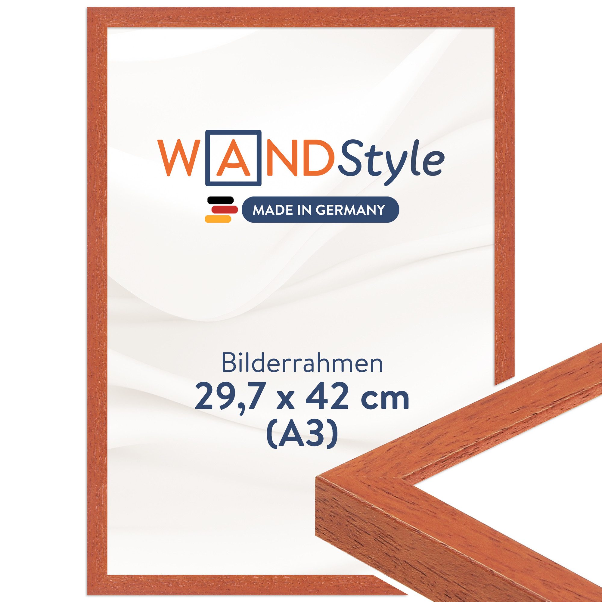 WANDStyle Bilderrahmen H950, Kirschbaum Bilderrahmen A3, Moderner Fotorahmen Kirschbaum 30x42