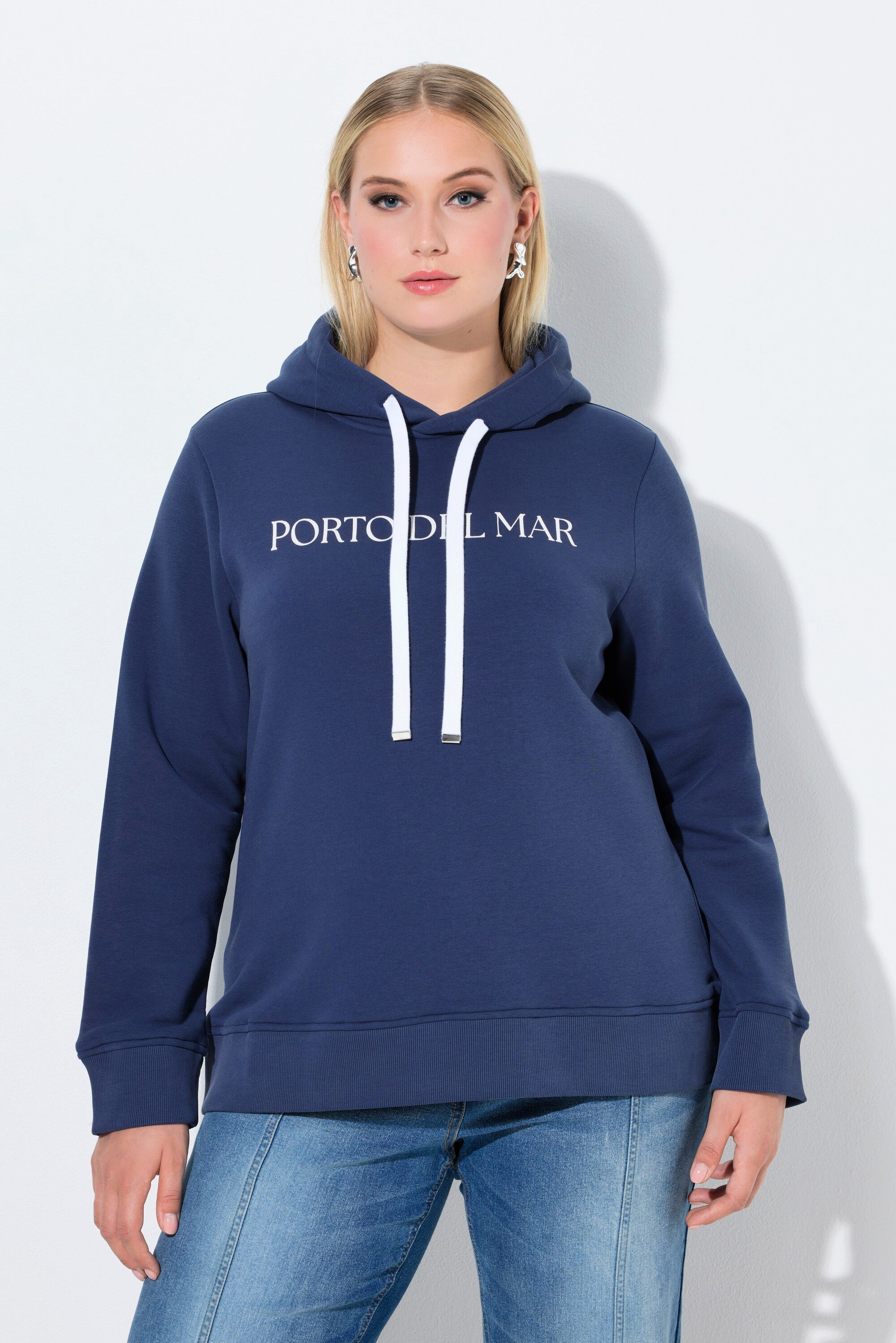 Ulla Popken Sweatshirt Hoodie Schriftdruck Classic Kapuze Langarm