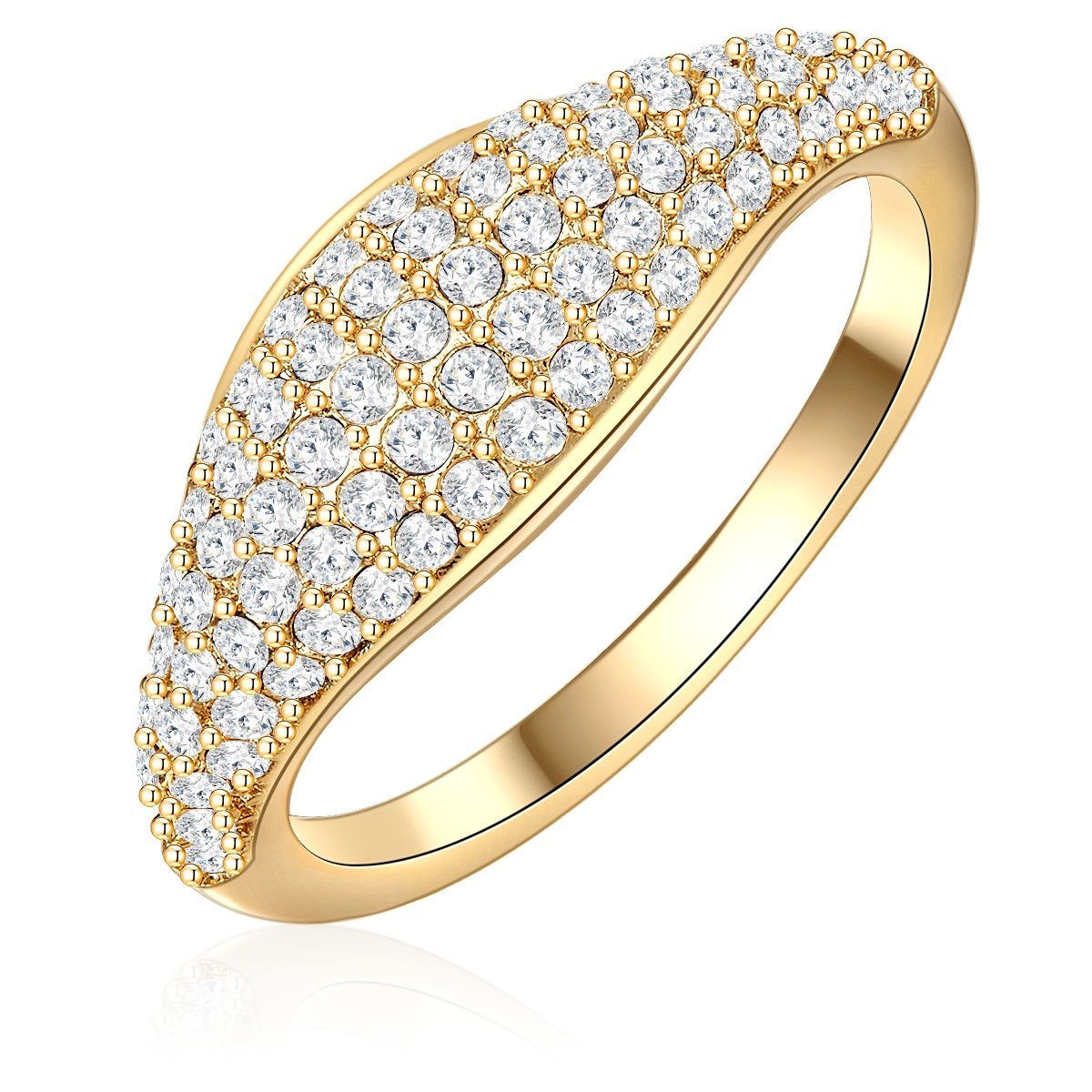 Lulu & Jane Fingerring Ring gelbgold verziert mit Kristallen von Swarovski® weiß