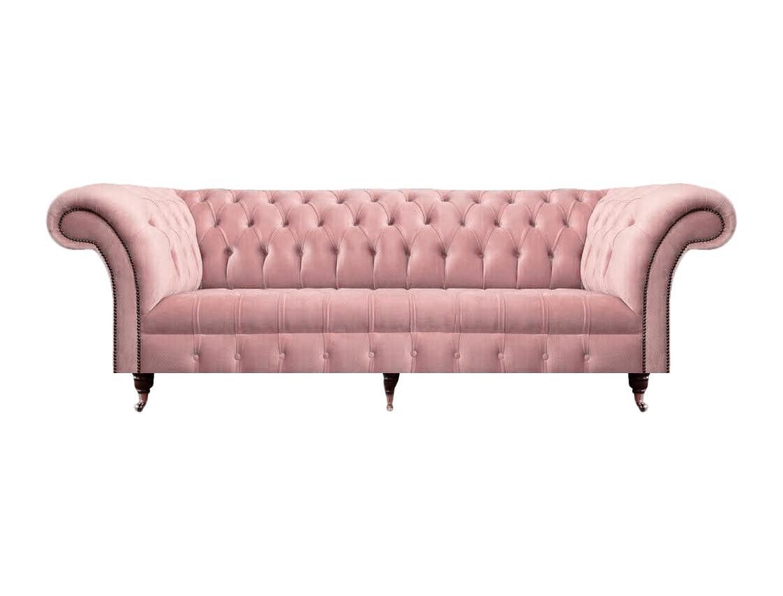 Xlmoebel Chesterfield-Sofa Rosa Chesterfield-Sofa aus hochwertigem Stoff für elegantes Wohnen, Hergestellt in Europa