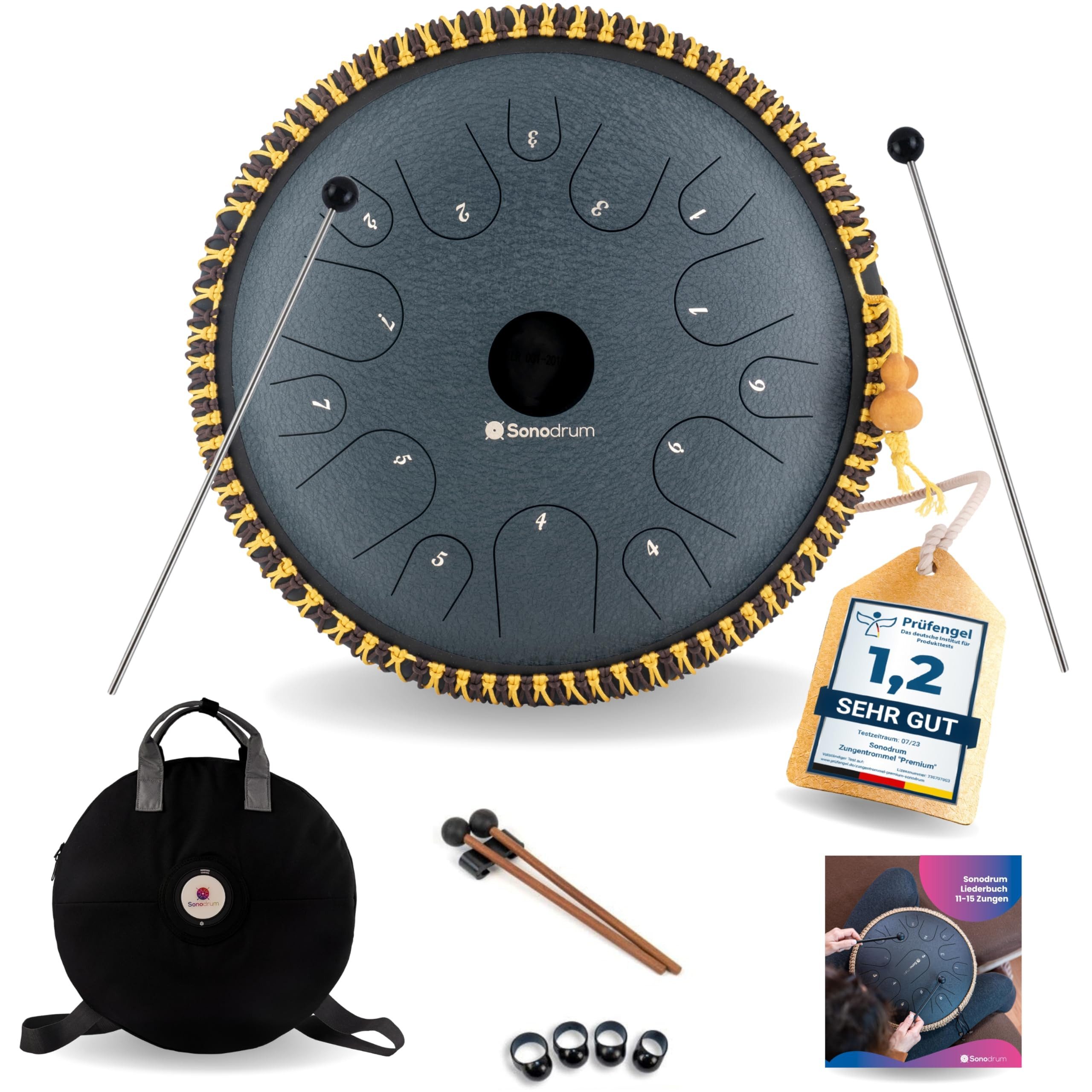 Steel Tongue Drum Zungentrommel "Exclusive" C-Dur - 38 cm groß, 14 Töne