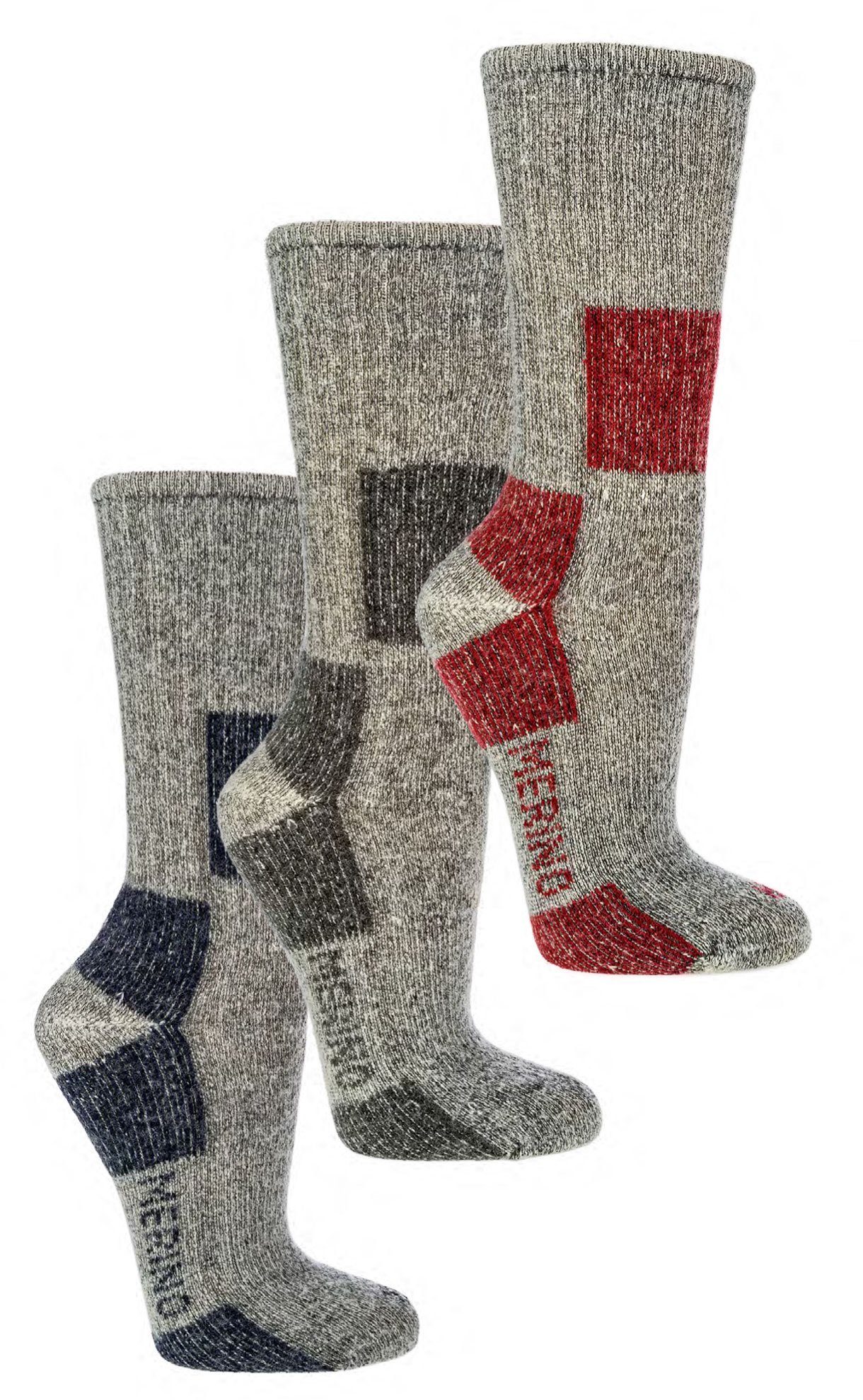 Paar Merinoschaf Grau/Anthrazit 2 mit FussFreunde Trekkingsocken, vom Wolle Outdoorsocken 85% Wandersocken