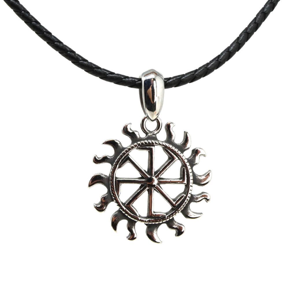 Kette mit Anhänger Lederkette Edelstahlkette 316L WIKINGER KOLOVRAT