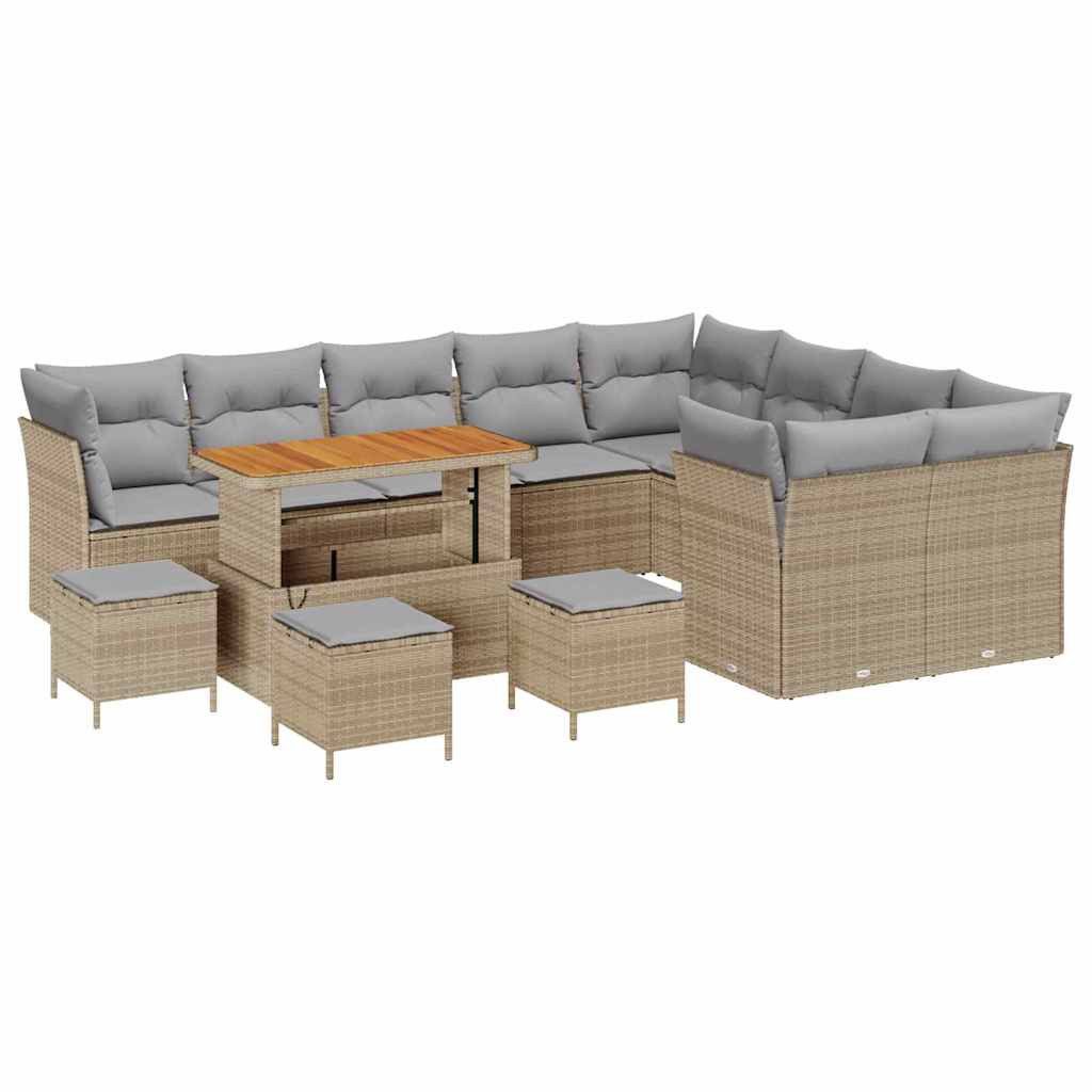 vidaXL Gartenlounge-Set Gartensofa-set 13 pcs Beige Poly-Rattan, (13-tlg)