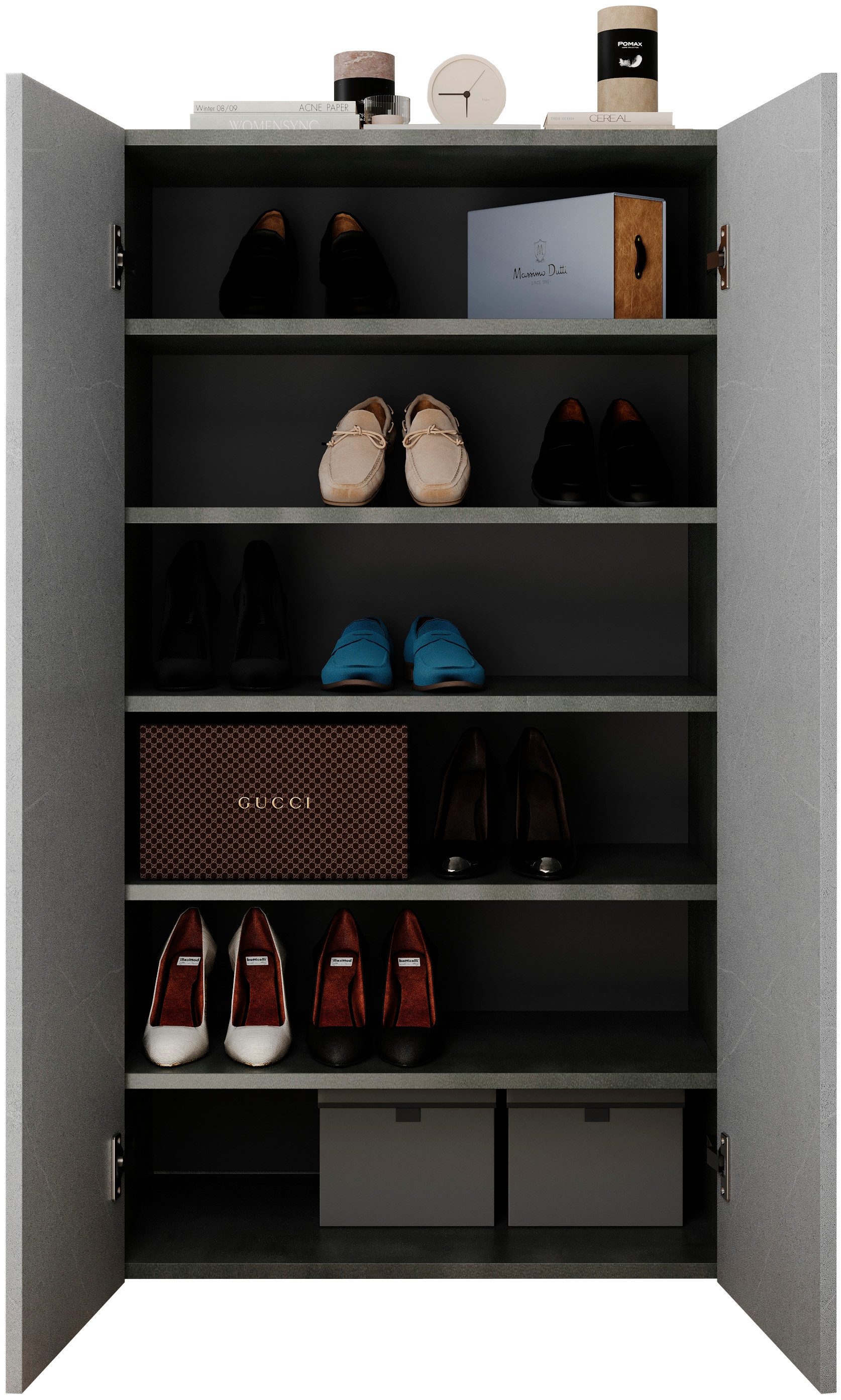 OTTO home Schuhschrank Pratiko Breite 63 cm, Höhe 114 cm, Schuhregal mit 6 Ebenen, Schuhkommode, 2 Türen, Platz für bis zu 15 Paar Schuhe – Bild 5 von 5