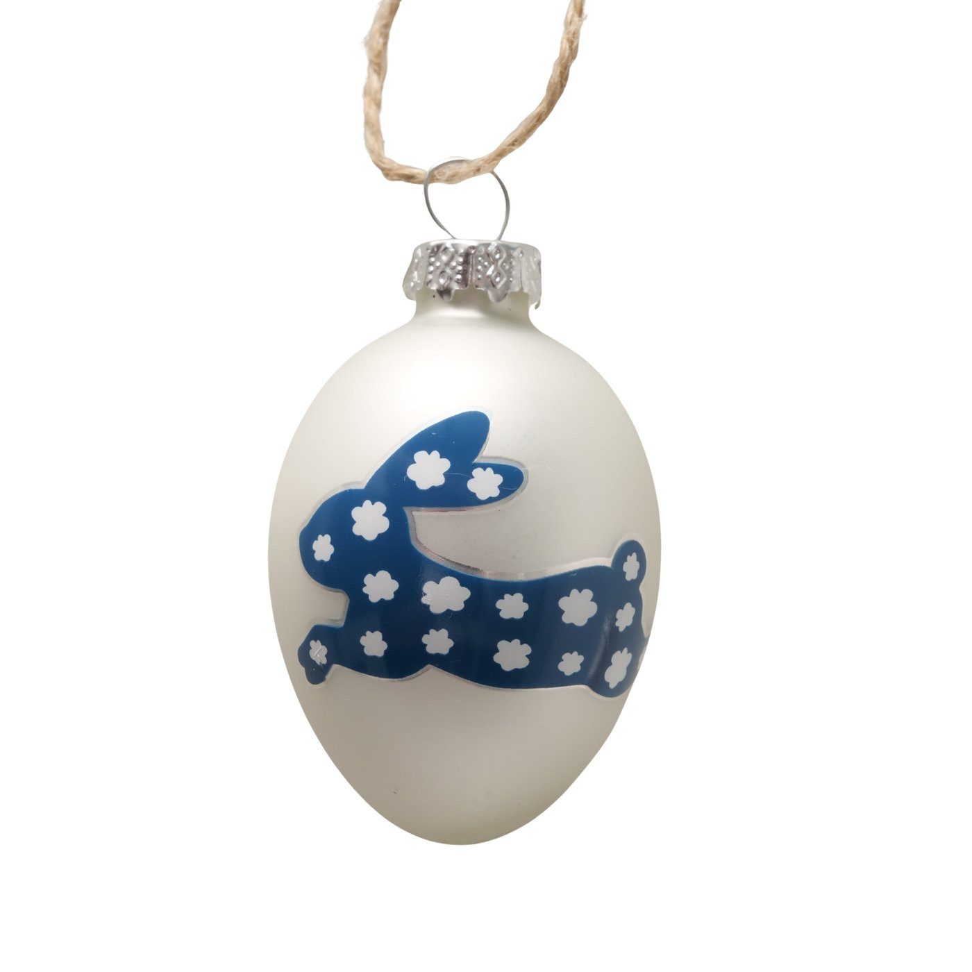 BOLTZE GRUPPE GmbH Dekohänger 4er-Set Ostereier CHARLY weiß mit blauen Häschen - 6,5 cm (4 St)
