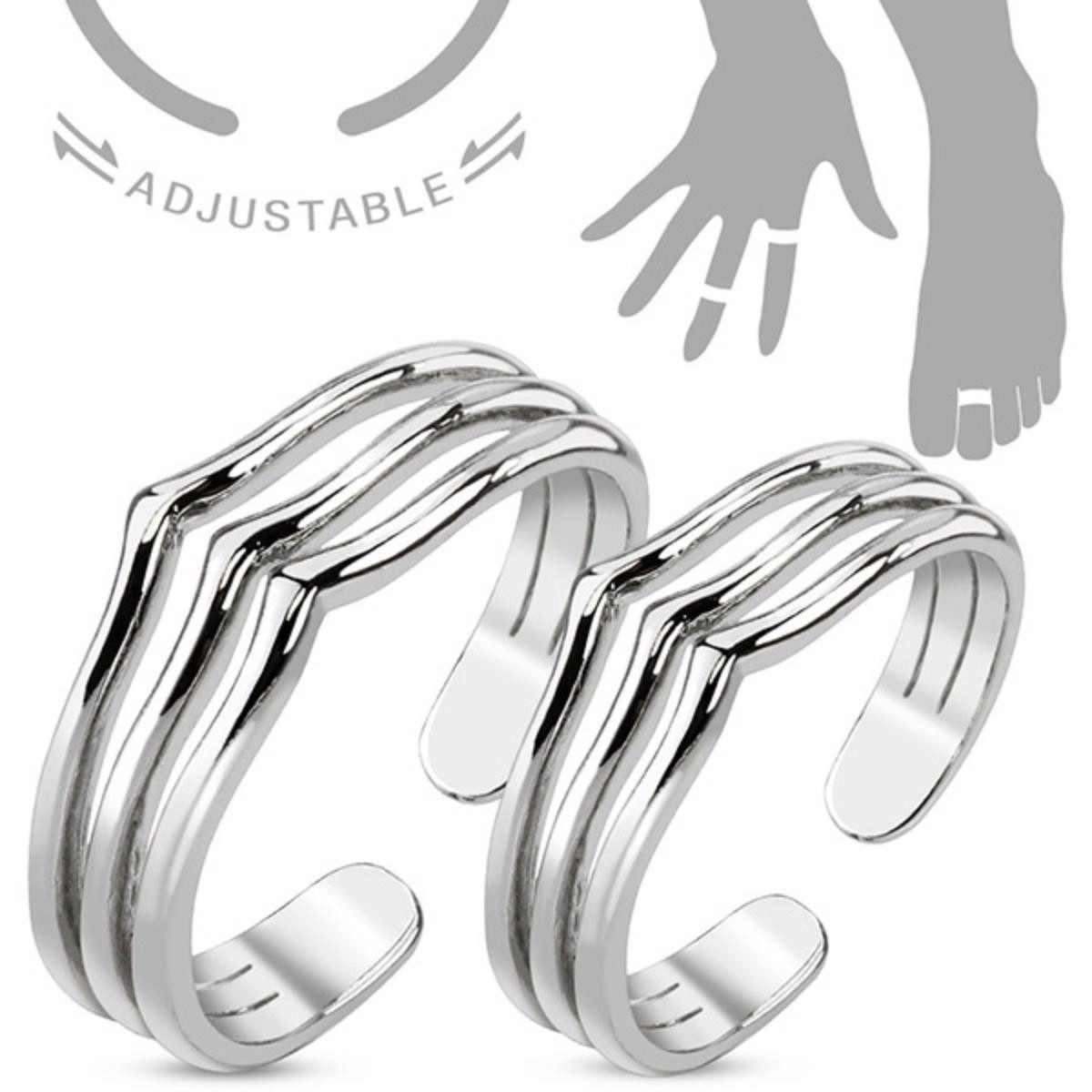 Order & Smile Schmuck Zehenring Set 2 Midi Ringe / Knöchel-Ring / Zehenring verstellbar