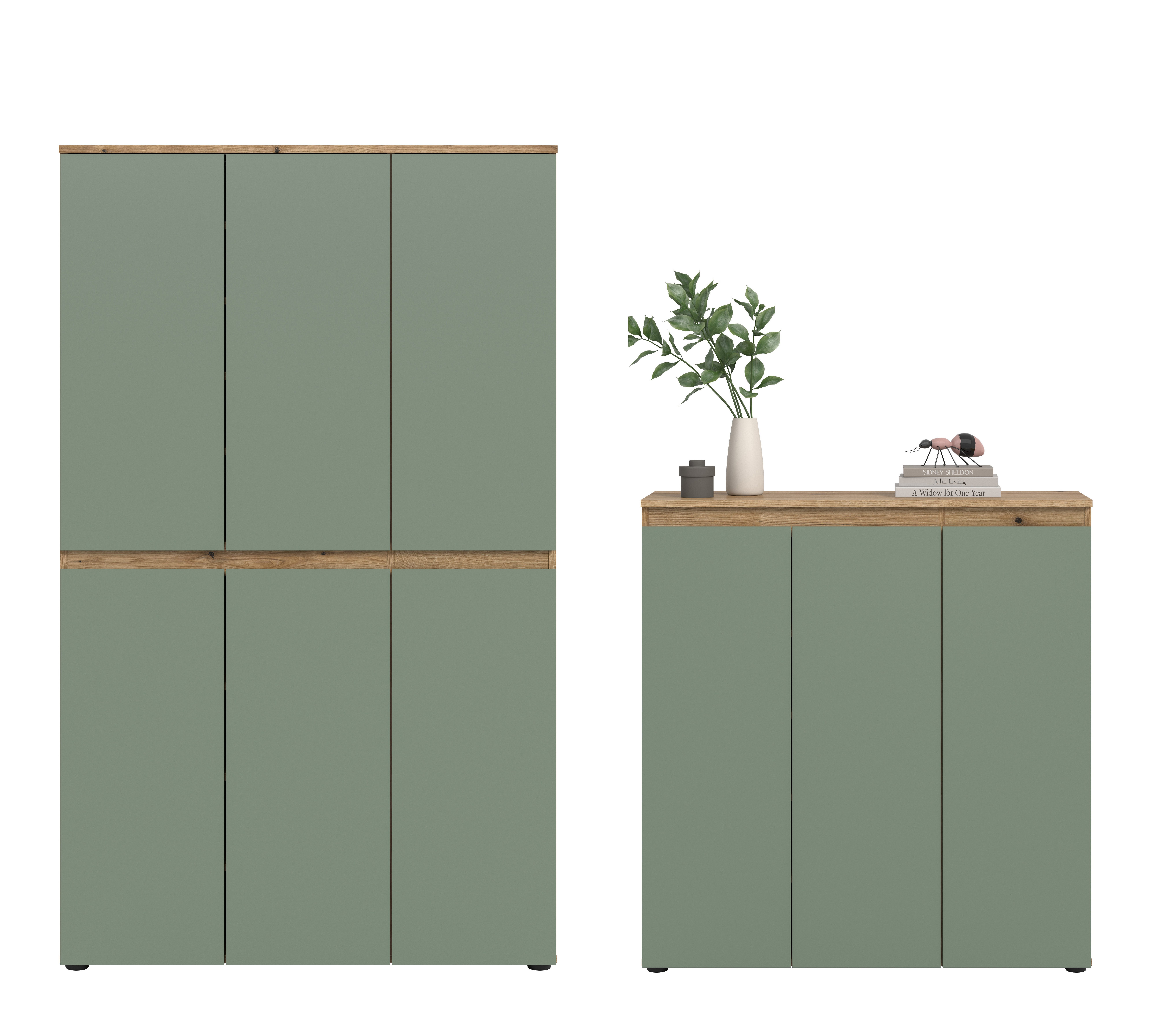 furnling Mehrzweckschrank-Set Sarca - in 5 trendigen Farben, (2-St., bestehend aus Kommode, Universalschrank), 1 Kleiderstange, großzügiger Stauraum durch 28 Fä – Bild 3 von 5