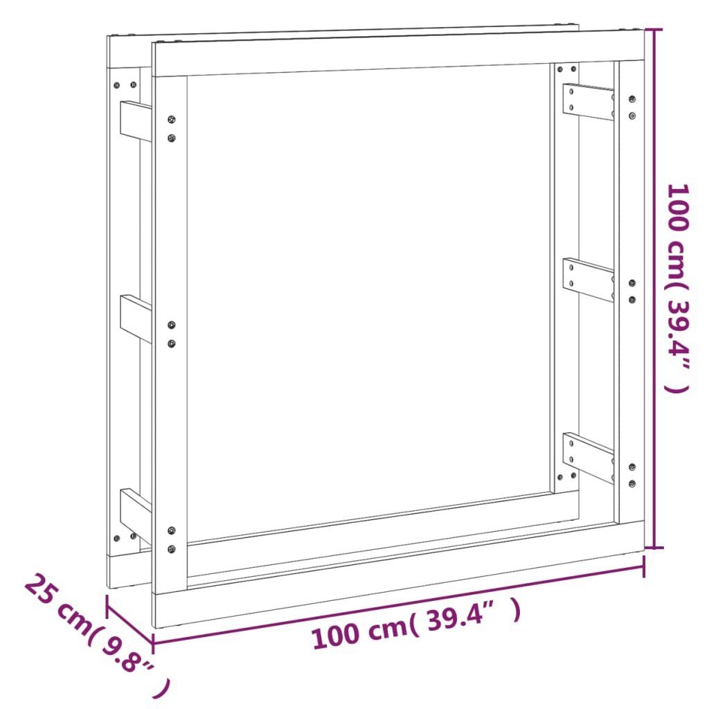 cm BxTxH:100x25x100 furnicato Kiefer, Kaminholzregal cm 100x25x100 Massivholz