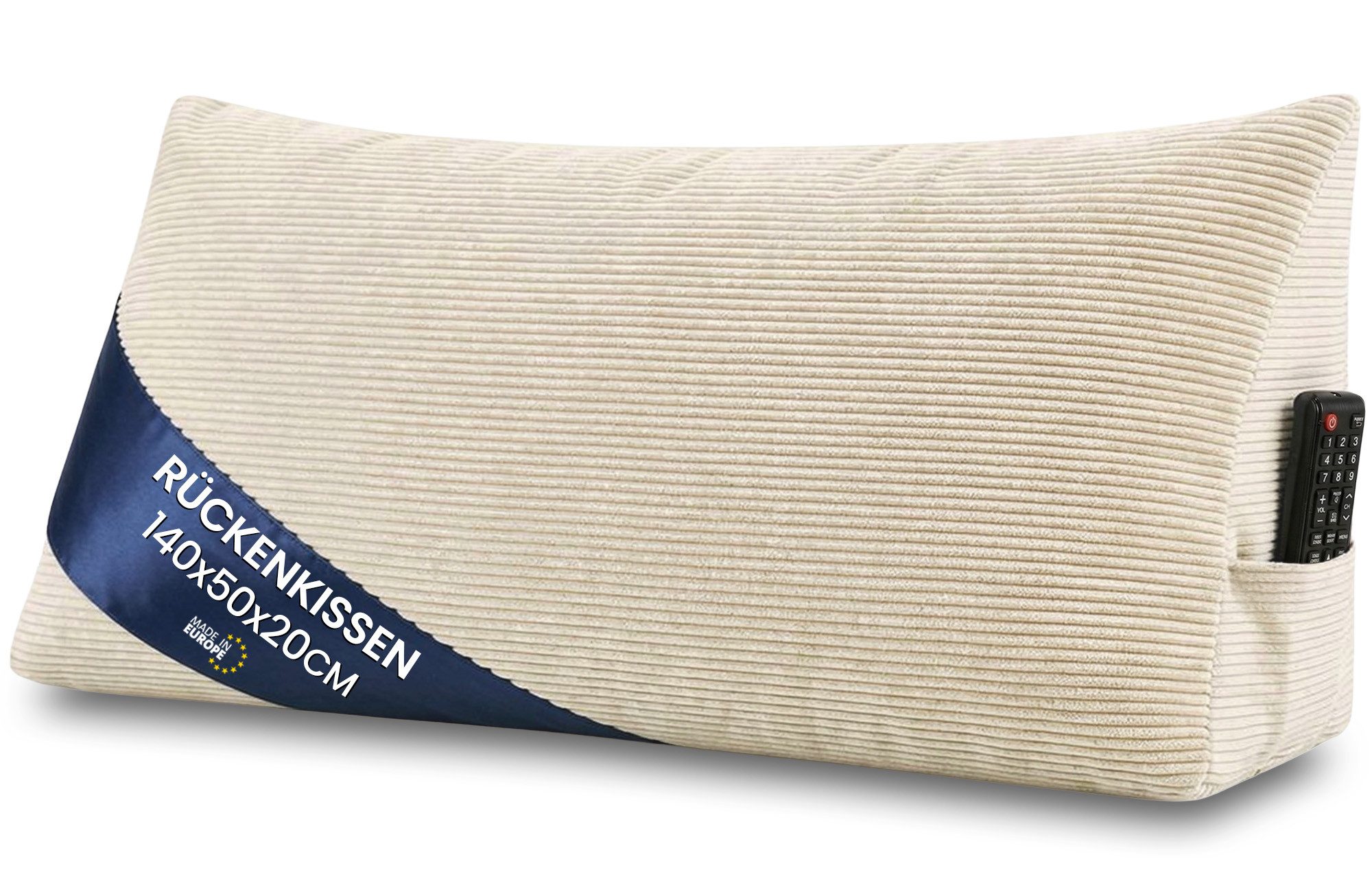 Amazinggirl Rückenkissen Keilkissen Cord Kissen 70x40 cm - Lesekissen für Bett Sofa und Couch