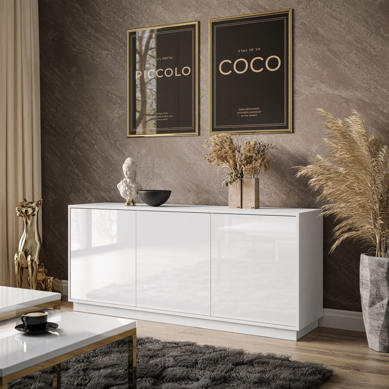 Lookway Kommode SANAYI Weiß hochglanz