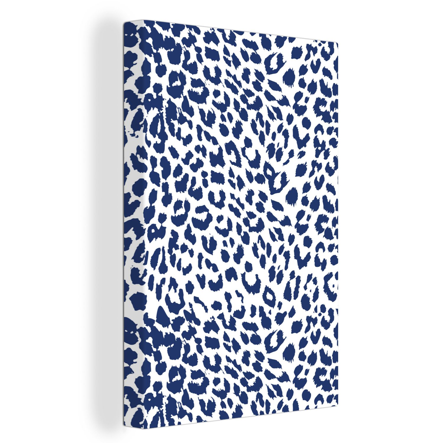 OneMillionCanvasses® Leinwandbild Pantherdruck - Blau - Weiß, (1 St), Leinwandbild fertig bespannt inkl. Zackenaufhänger, Gemälde, 20x30 cm