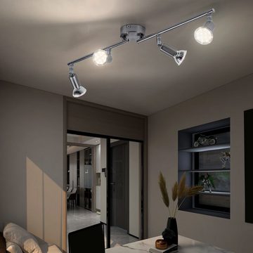 etc-shop LED Deckenleuchte, Leuchtmittel inklusive, Warmweiß, Spotleiste LED Deckenleuchte Wohnzimmer Deckenlampe 4 flammig