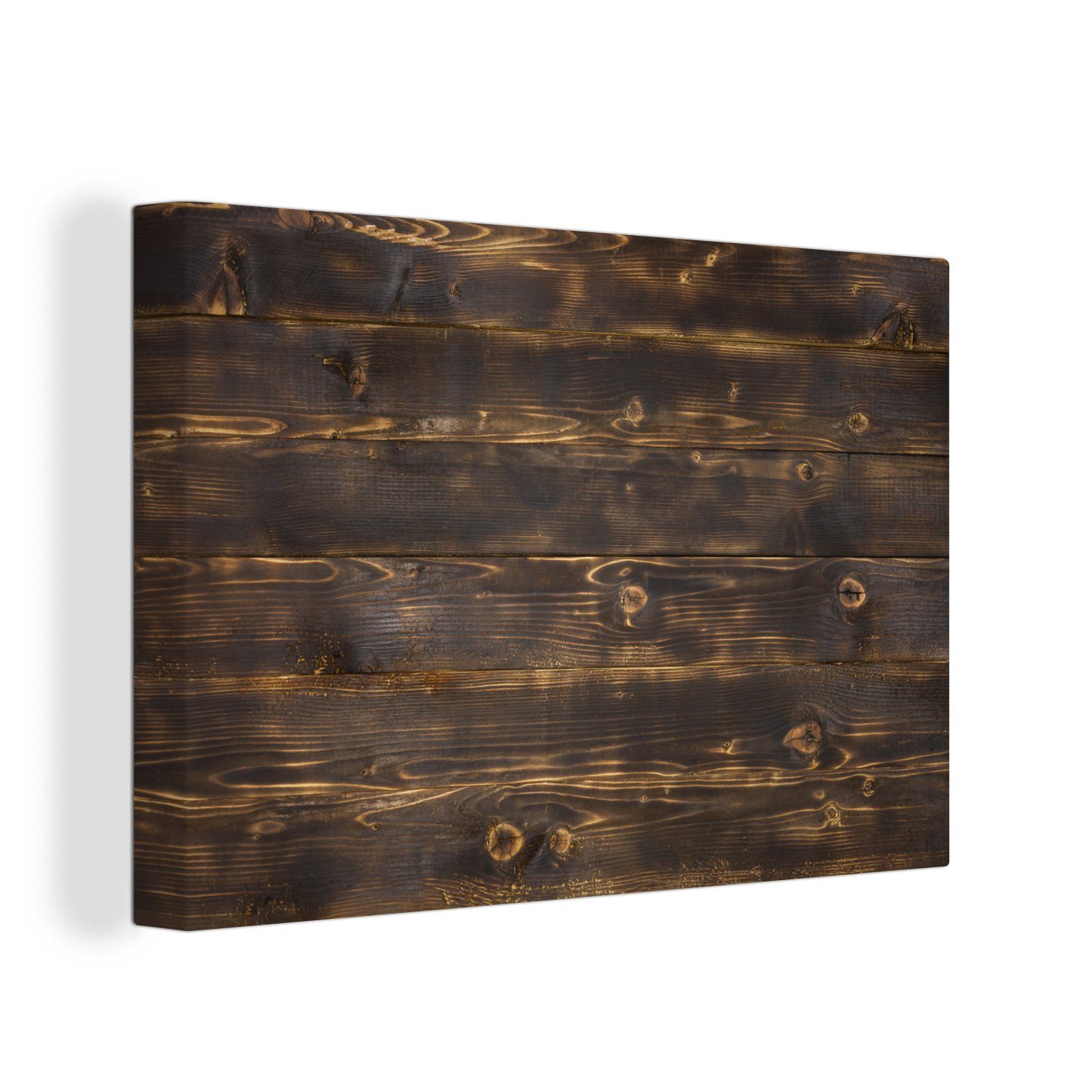 OneMillionCanvasses® Leinwandbild Holzstruktur aus dunklem Holz, (1 St), Wandbild Leinwandbilder, Aufhängefertig, Wanddeko, 30x20 cm