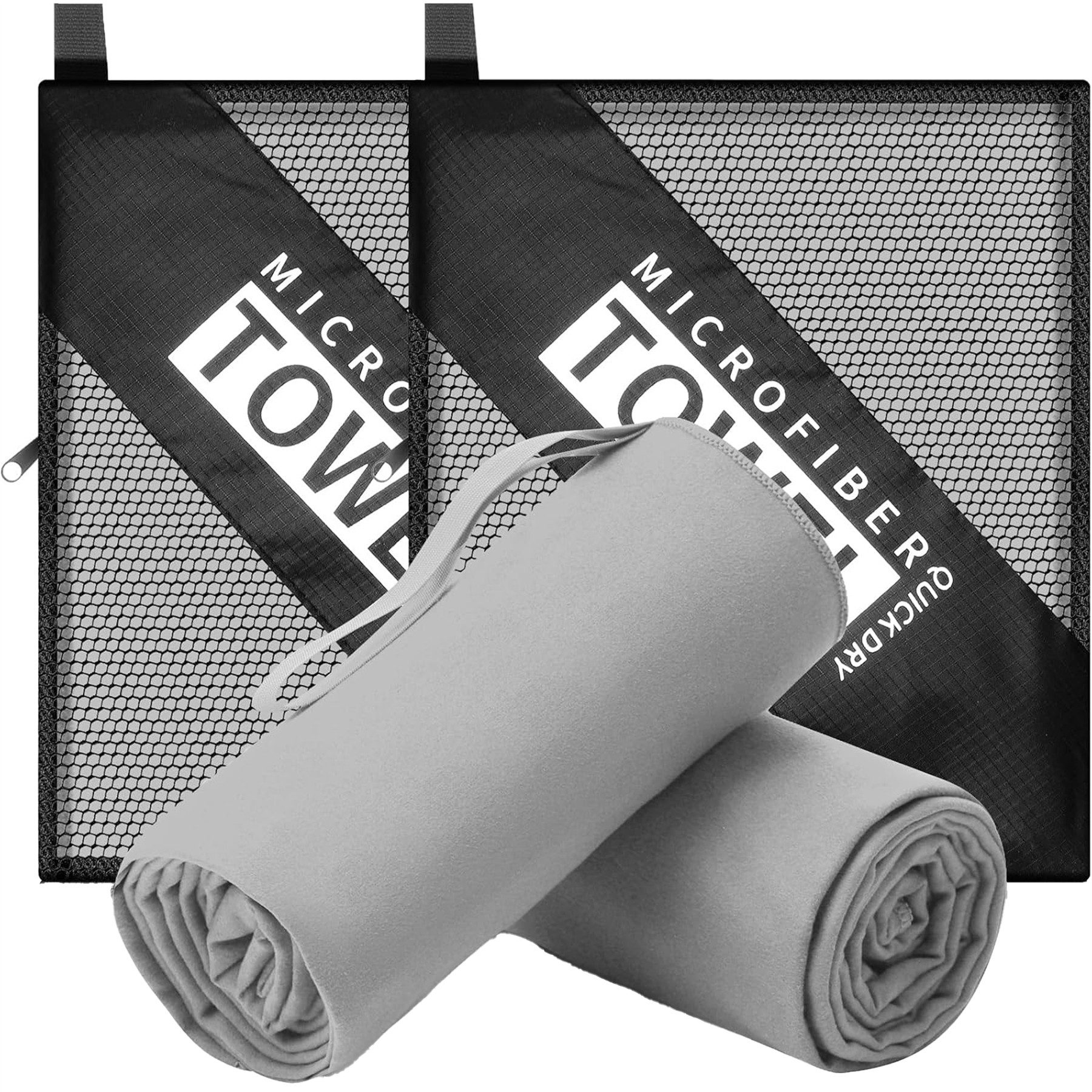 Mutig Sporthandtuch 2 Stück Mikrofaser Handtücher Reise handtuch Sets leicht, (Sporthandtuch, schnelltrocknend, saugfähig und antibakteriell), für Sauna, Fitness, Sport, Schwimmen, Strandtuch, Radfahren