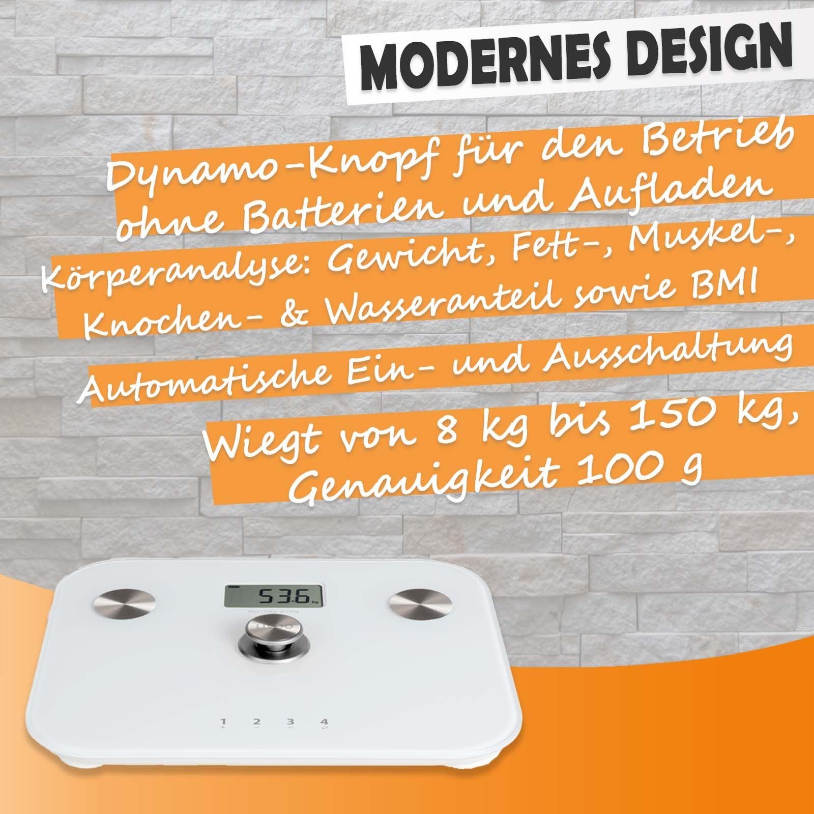 LIVOO Personenwaage LIVOO Personenwaage BMI Körperfett Muskeln Digitalwaage Glas DOM465W