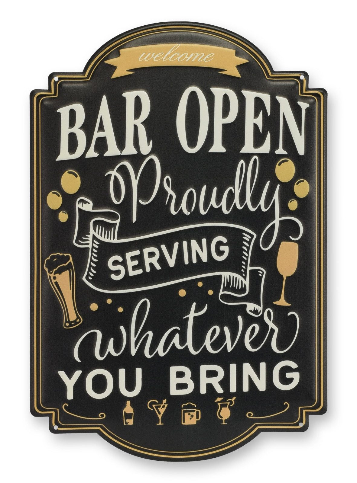 Aubaho Dekoobjekt Blechschild Bar geöffnet Replikat Retro Design Dekoration