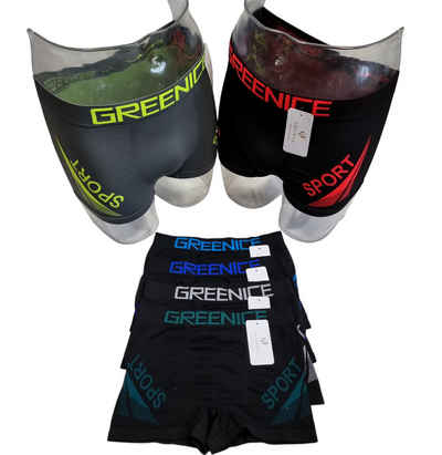 GreenIce Boxershorts Boxershorts "Sport" Herren, super elastisch (Packung, 6er Pack) mit Logo auf dem Taillenbund