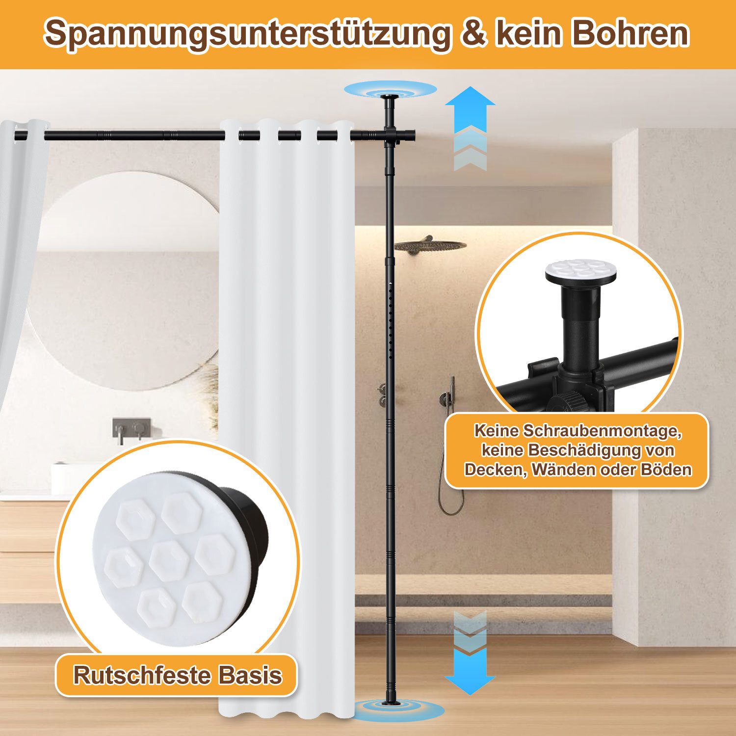 Clanmacy Raumteilerregal Raumteiler Paraventgestell Gardinenstange Verstellbar Flexibel Stangen