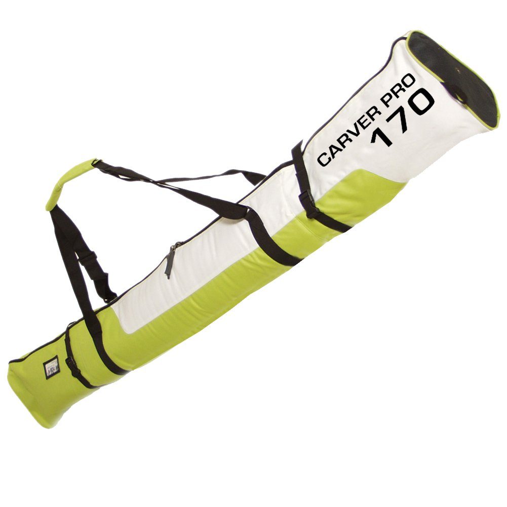 BRUBAKER Skitasche Carver Pro Ski Tasche - Grün und Weiß (Skibag für Skier und Skistöcke, 1-tlg., reißfest und schnittfest), gepolsterter Skisack mit Zipperverschluss