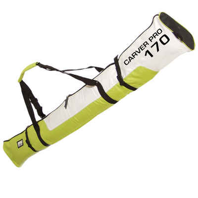 BRUBAKER Skitasche Carver Pro Ski Tasche - Grün und Weiß (Skibag für Skier und Skistöcke, 1-tlg., reißfest und schnittfest), gepolsterter Skisack mit Zipperverschluss