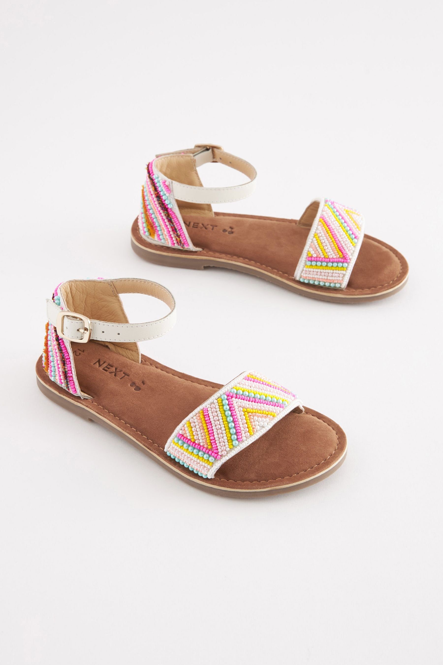 Rainbow Sandale Next Mit Leder (1-tlg) verzierte Sandalen Perlen aus Multicolour
