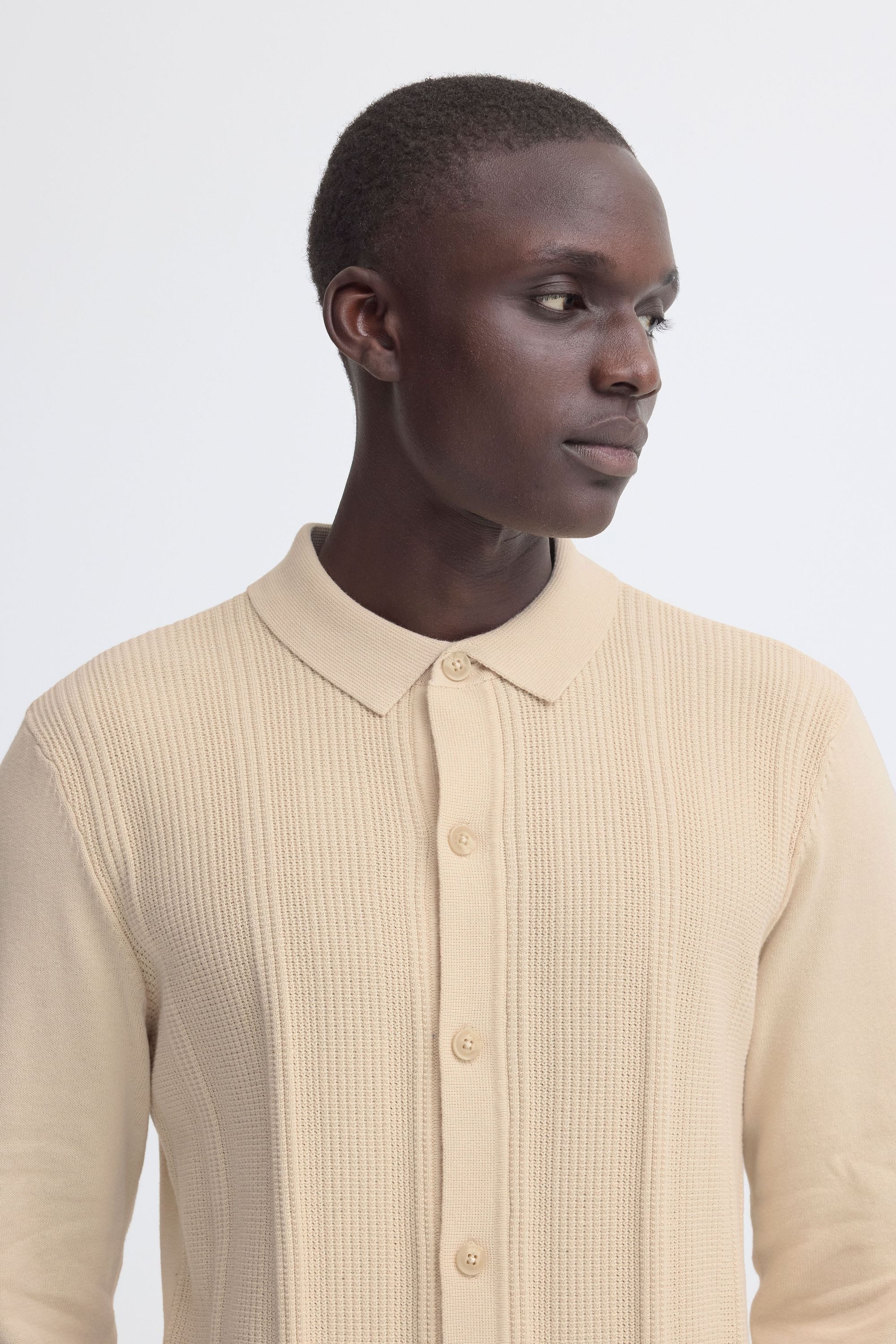 Blend Kurzarmshirt BHBaron (1-tlg) Eleganter Feinstrick-Pullover mit Polo-Kragen und Knopfleiste