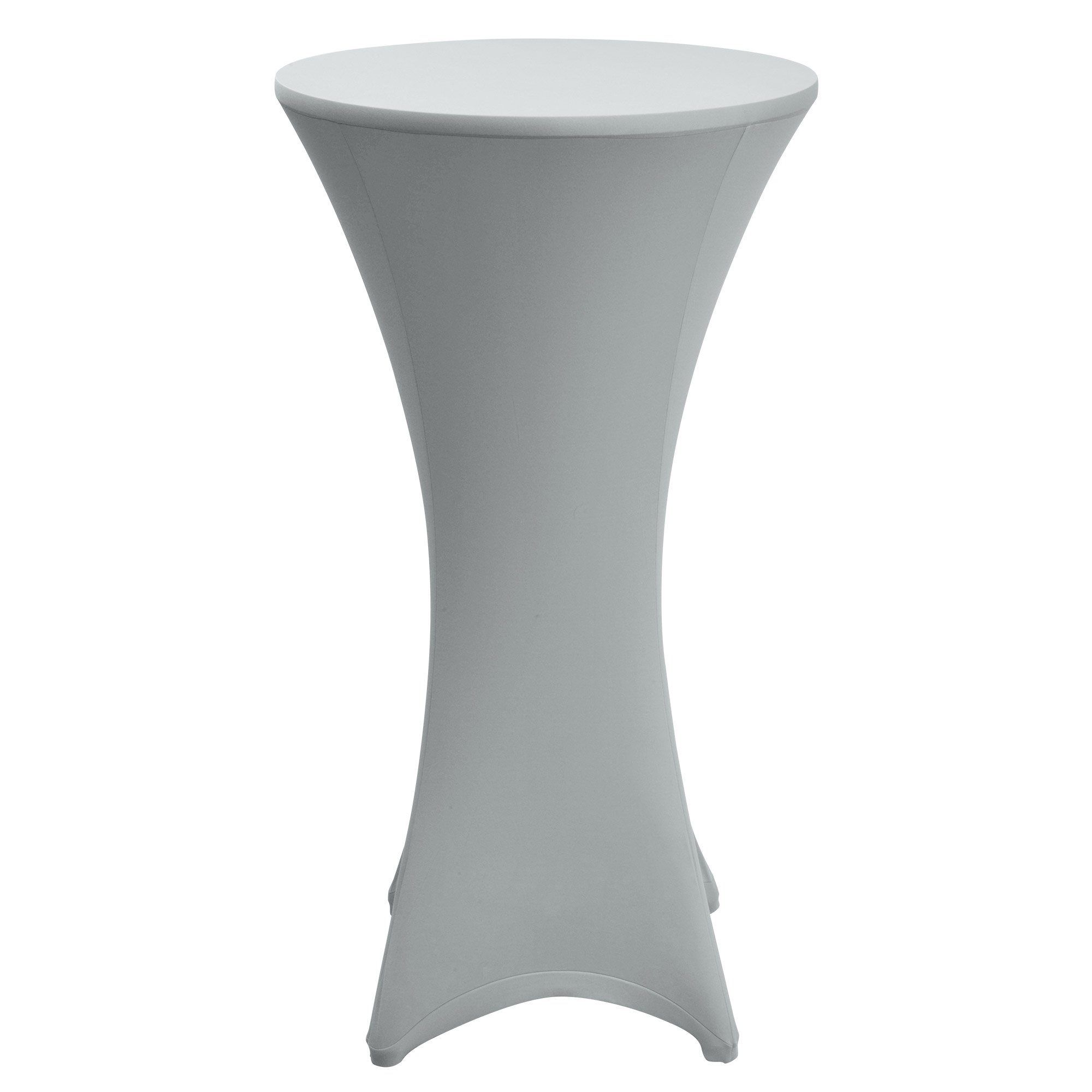 Beautissu Stehtischhusse Stretch Stehtisch Bistrotisch Husse, Ø70-75cm, Silbergrau, Verstärkung im Fußbereich & 40°C waschbar, rutschfest & bügelfreie
