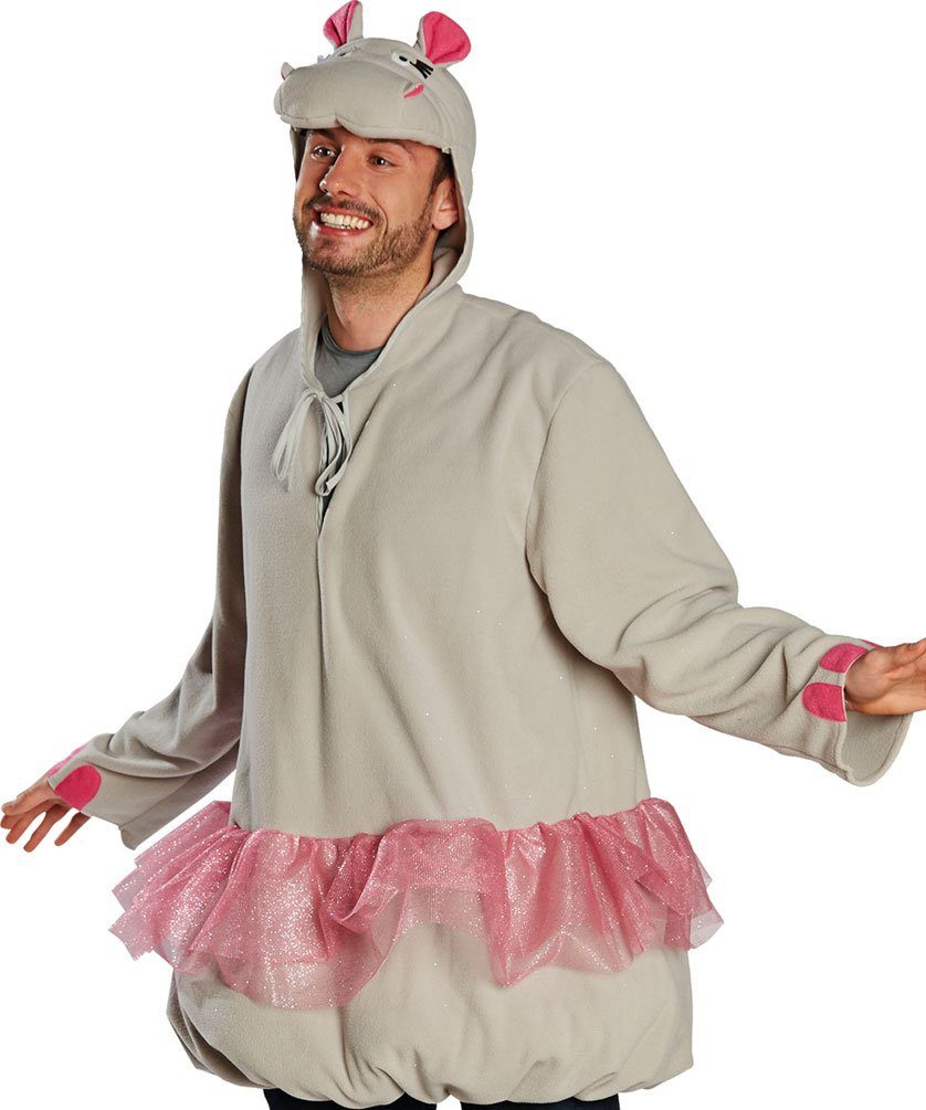 Karneval-Klamotten Kostüm Witziges Nilpferd für Herren und Damen, Nilpferdoberteil im Ballerina-Design Tierkostüm Erwachsene