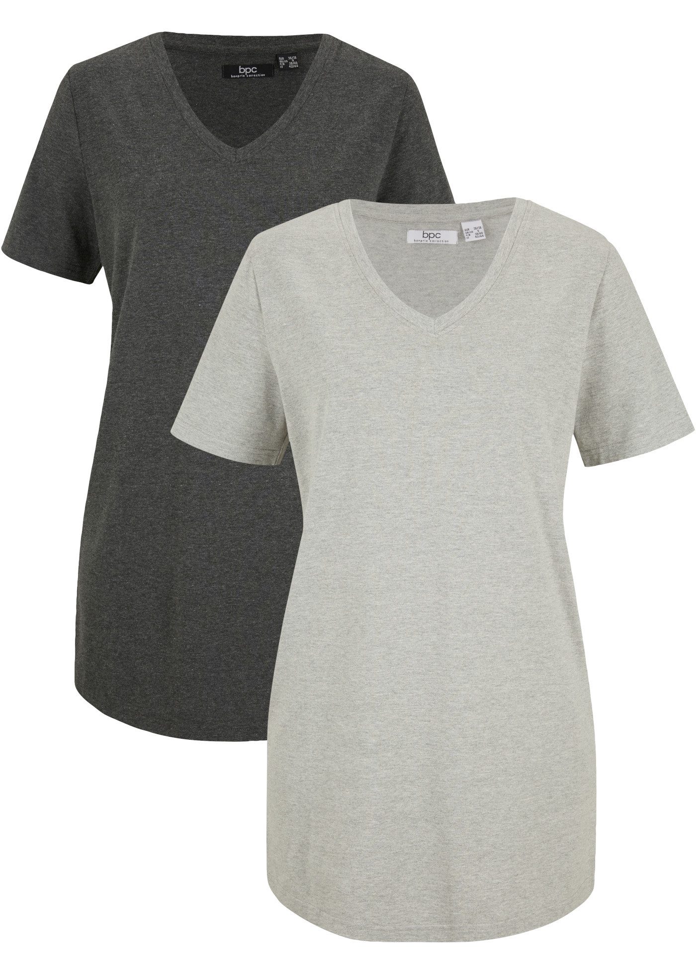 bonprix Longshirt (Packung, 2er) mit V-Ausschnitt, Kurzarm-Design, im praktischen 2er-Pack