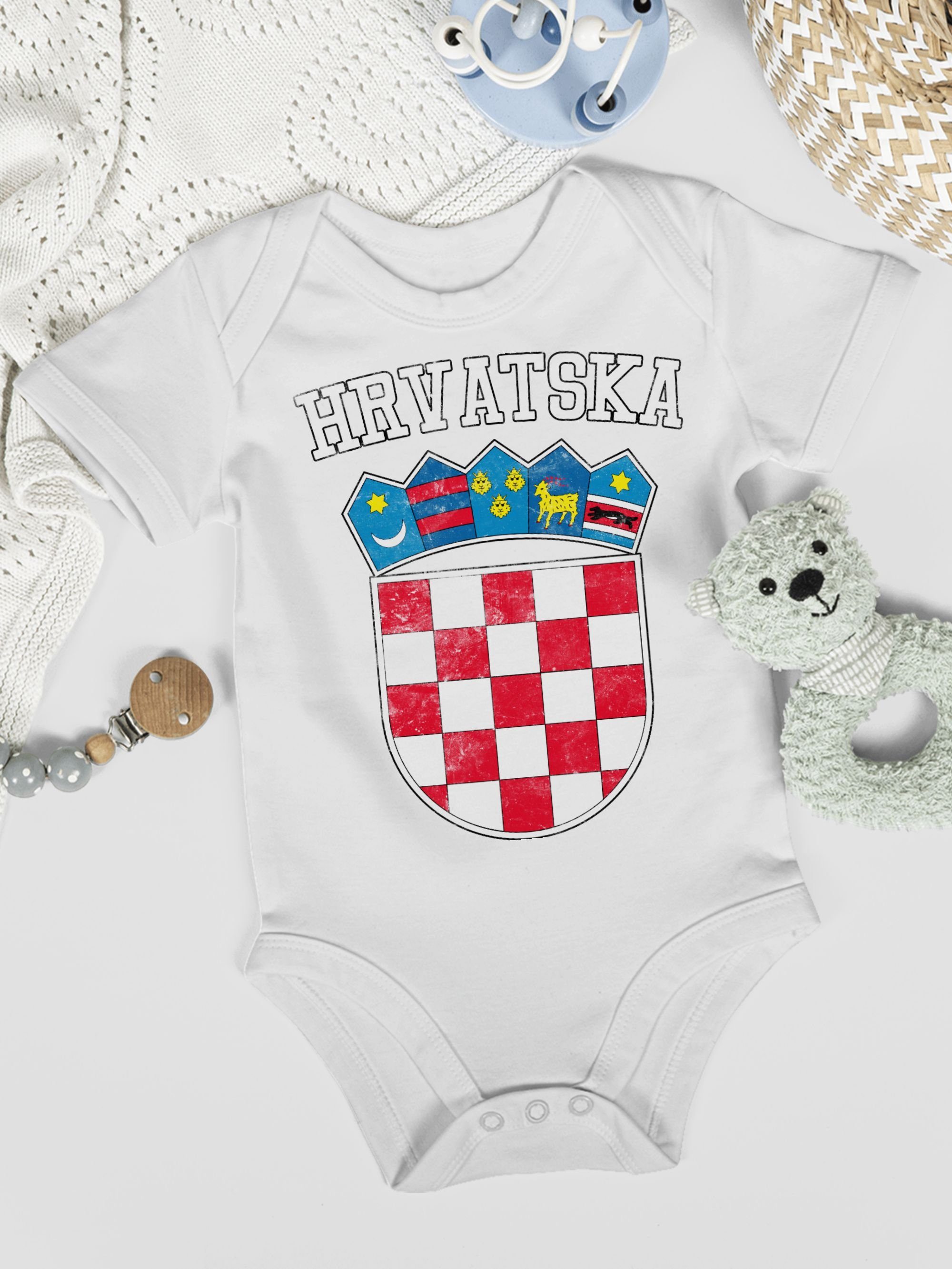 Fussball WM Weiß Shirtbody 1 EM Wappen Shirtracer 2024 Baby Kroatien