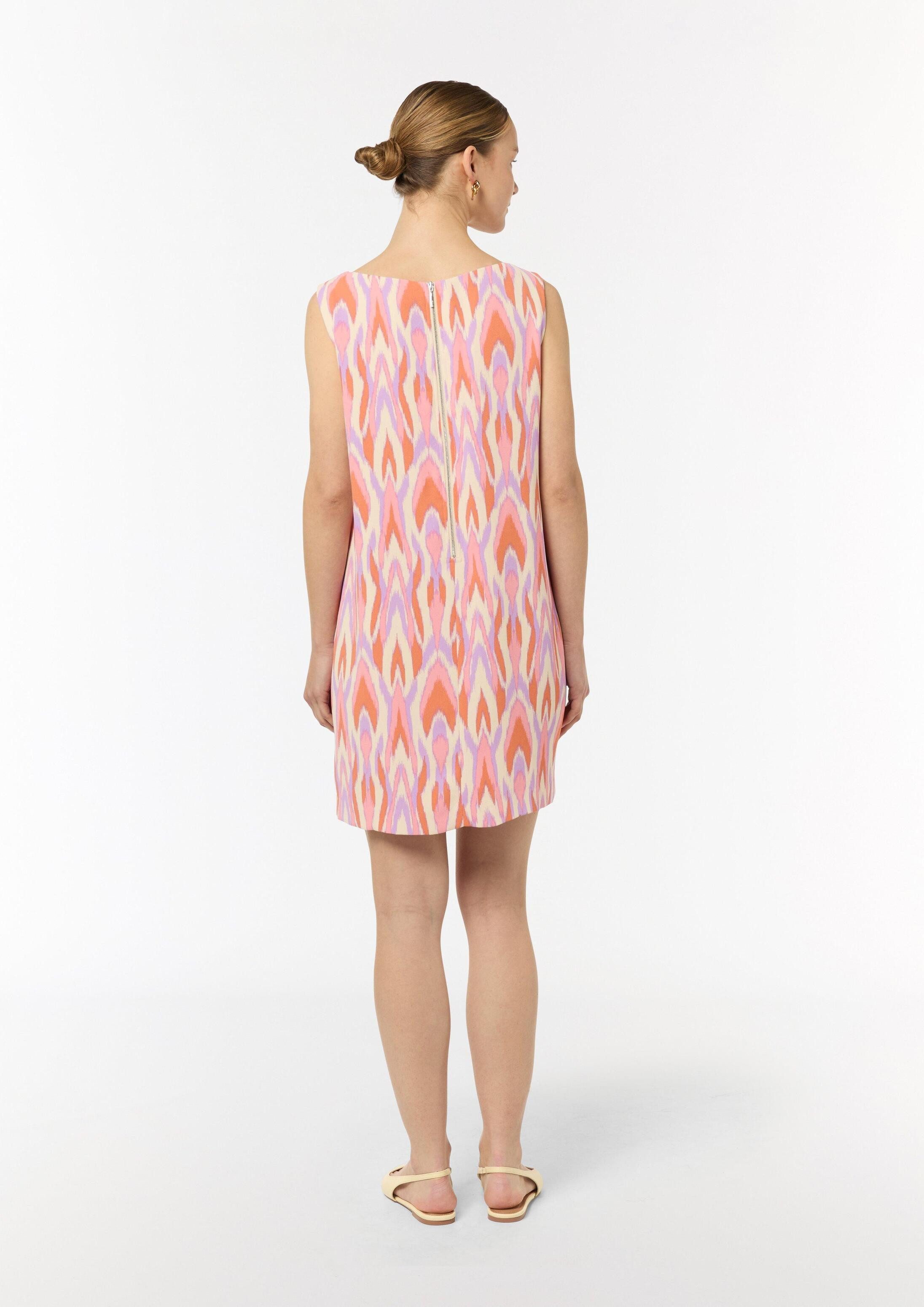 comma Minikleid Kleid Gemustertes Crêpekleid ohne Ärmel