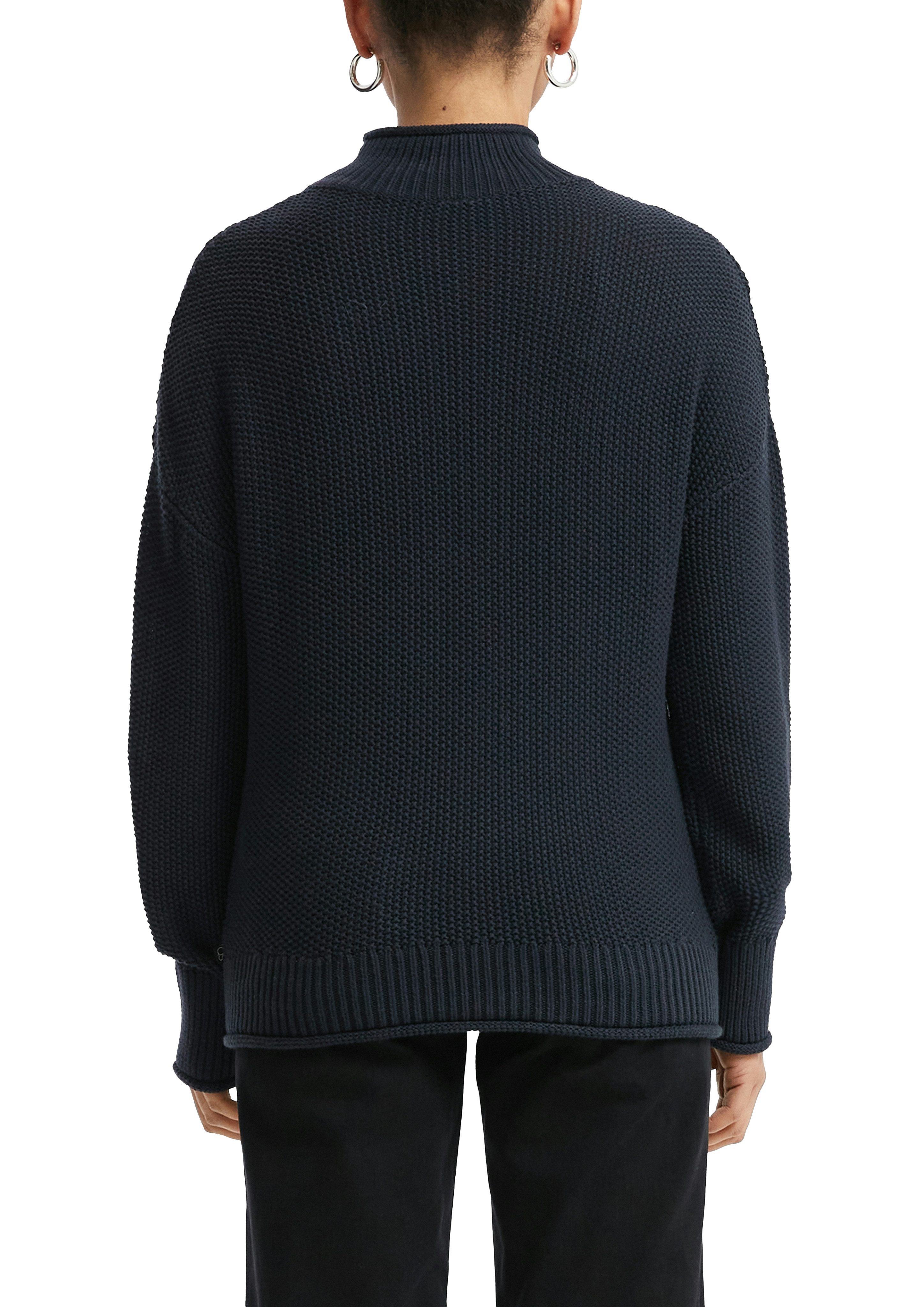 QS Strickpullover in Struktur-Optik und mit Stehkragen
