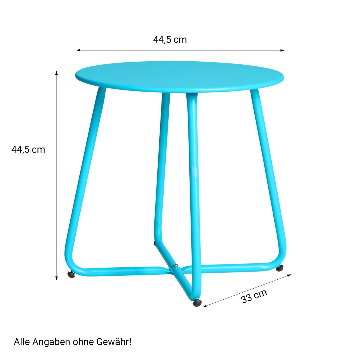 Homestyle4u Beistelltisch Gartentisch Rund Metall Balkontisch Tisch Kaffeetisch 45 cm, Blau