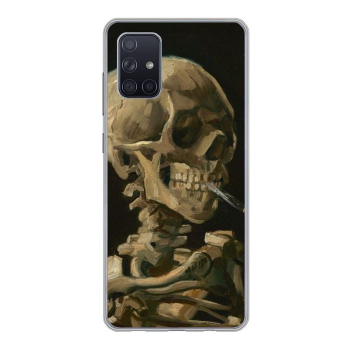 MuchoWow Handyhülle Skelettkopf mit brennender Zigarette - Vincent van Gogh Handyhülle Samsung Galaxy A51 5G Smartphone-Bumper Print Handy