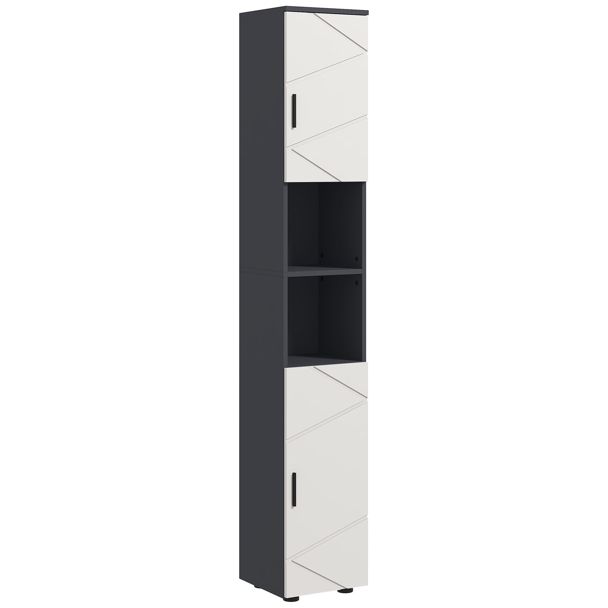 Kleankin Badkommode Hochschrank Toilettenschrank, 2 offenen Fächern, für kleine Räume (schmaler Badezimmer-Aufbewahrungsschrank, 1 St., mit verstellbaren Regale – Bild 2 von 5