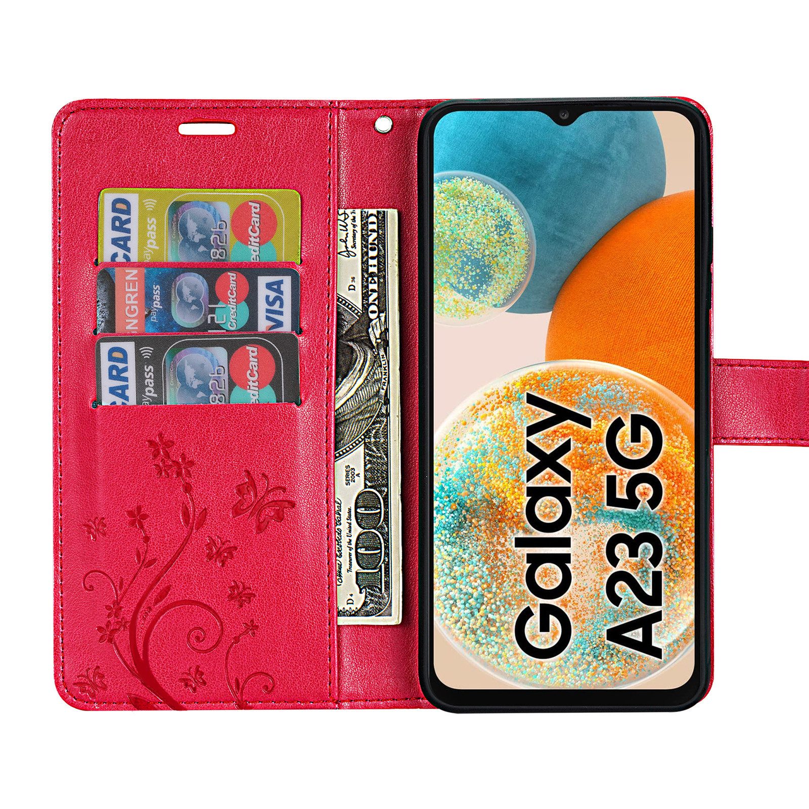 betterfon Handyhülle Handytasche für Samsung Galaxy A23 5G Klapphülle, Bookstyle-Hülle: Magnetverschluss 3 Kartenfächer & Standfunktion