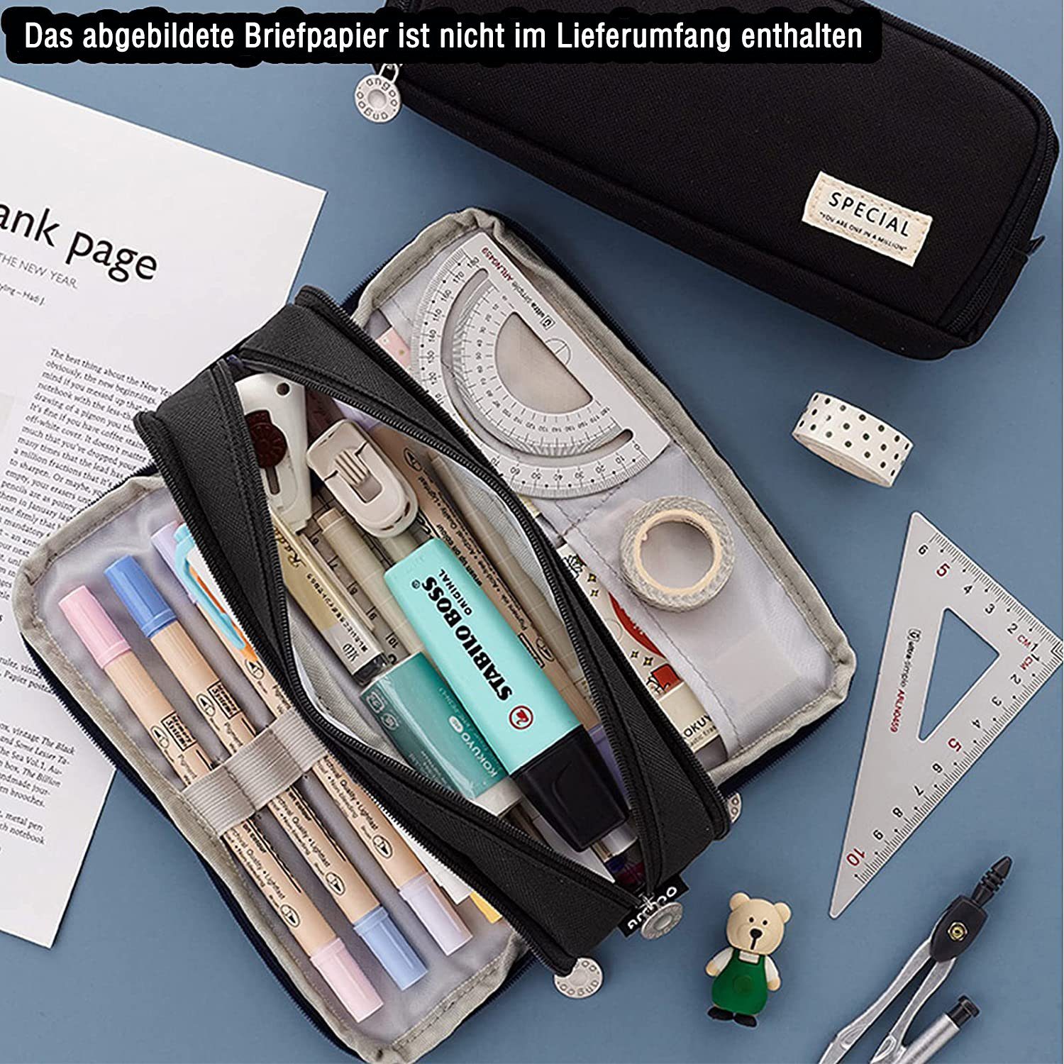 Schwarz Stiftetasche Schicht (1-tlg), Bleistift Federmäppchen, 3 HOMEIDEAS